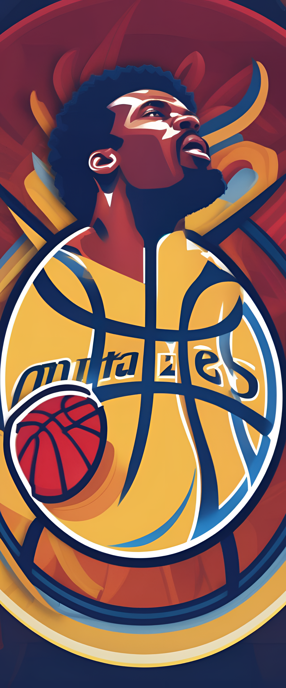 Stylized NBA wallpaper with vibrant design.