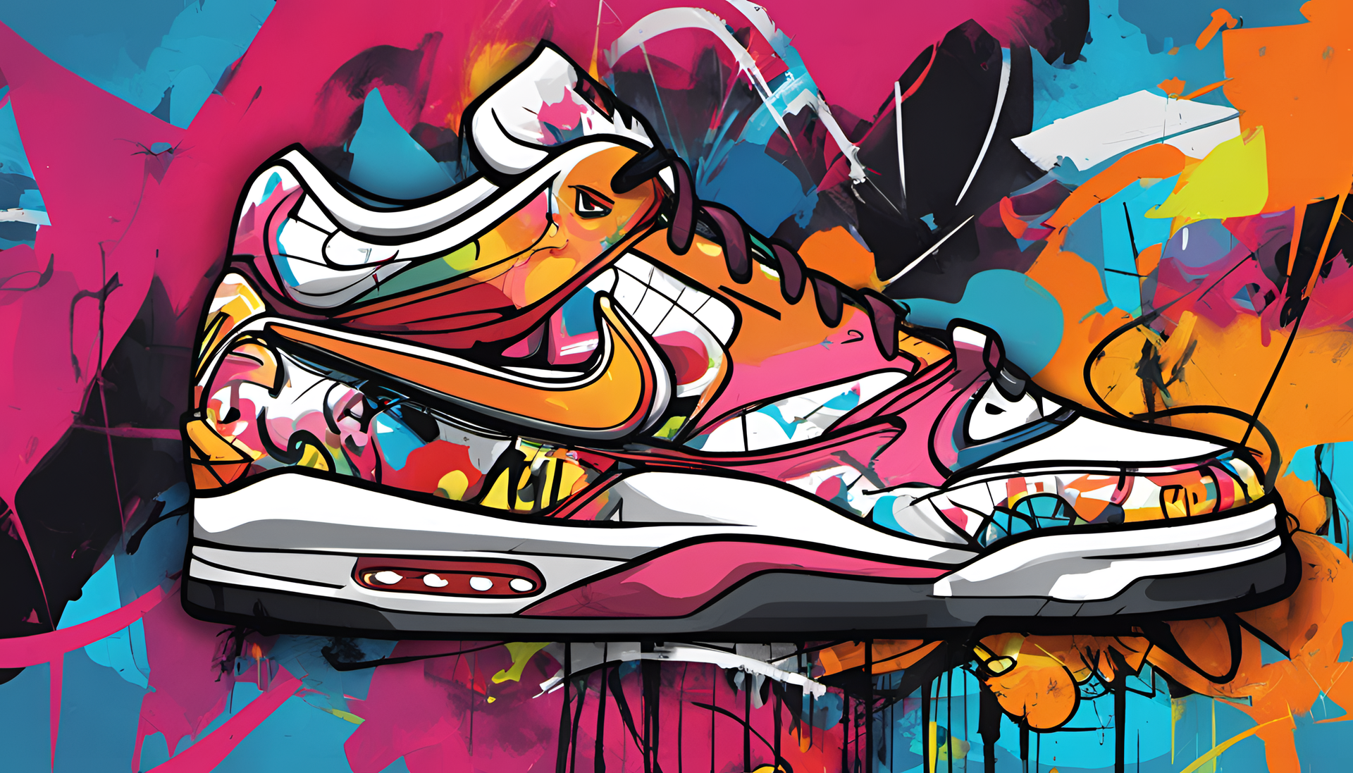 Graffiti-styled Nike wallpaper with vibrant design.