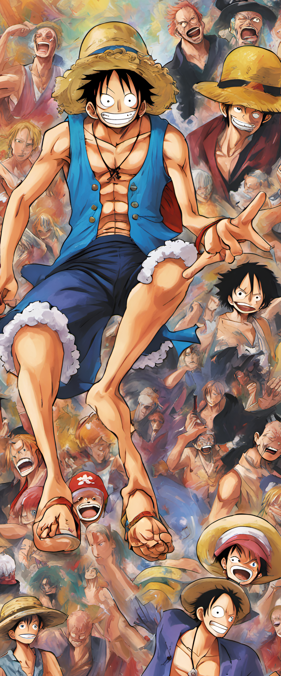 Impressionist artwork of characters from One Piece.