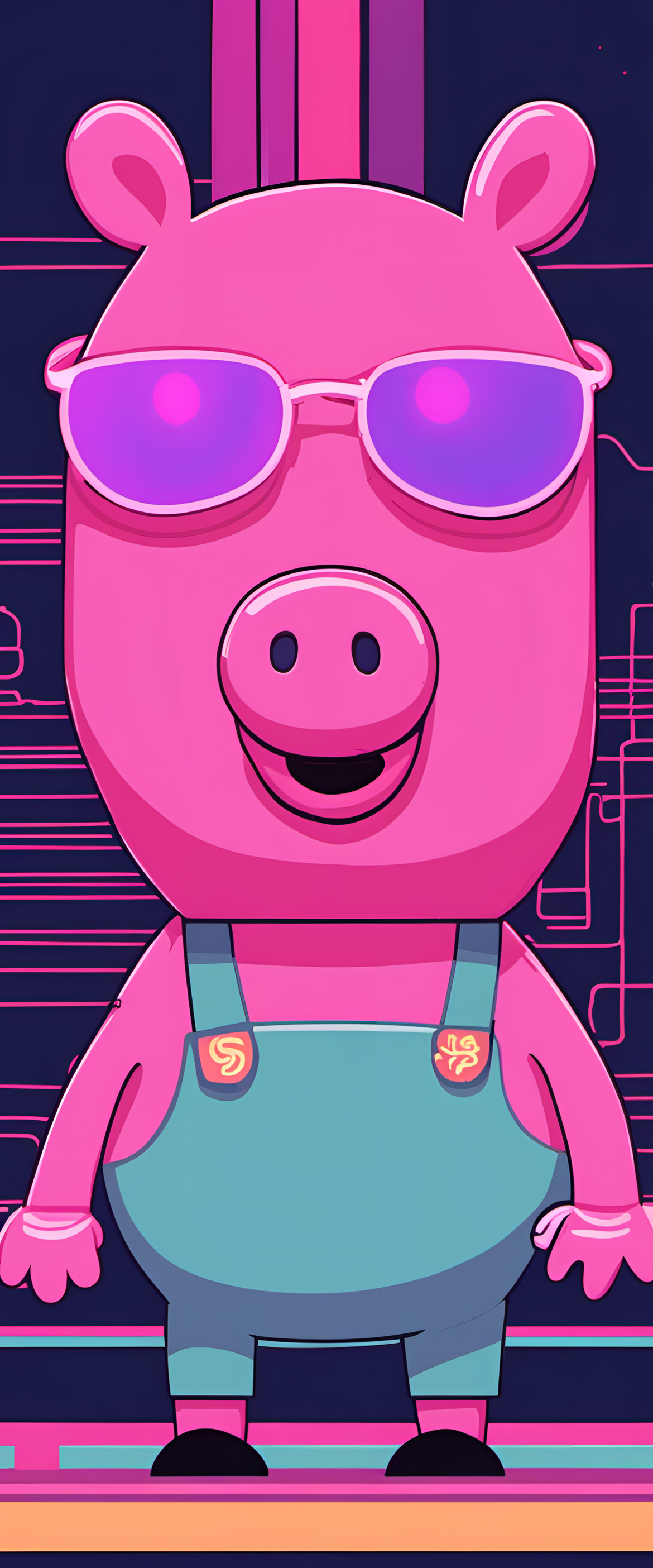 Peppa Pig with a retro-inspired design.