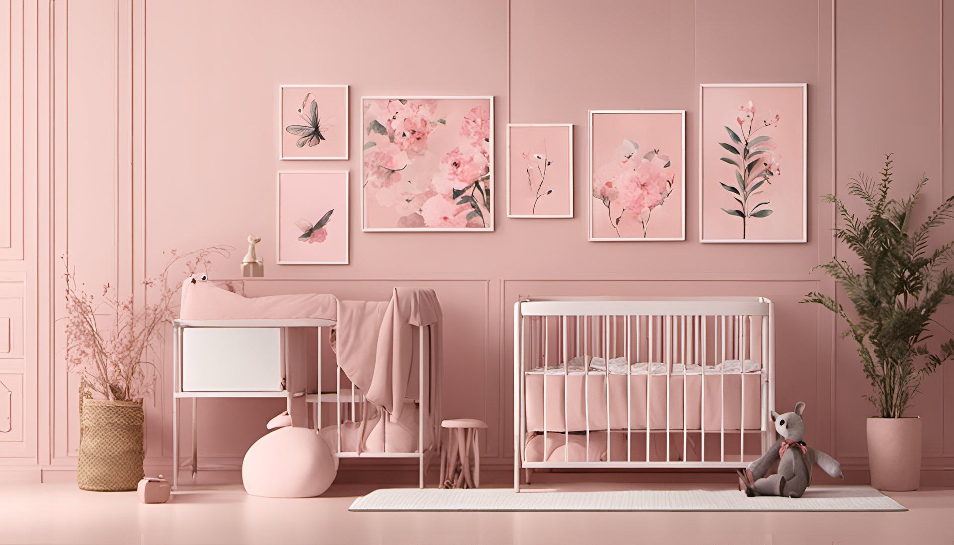 Pink aesthetic nursery wall art.