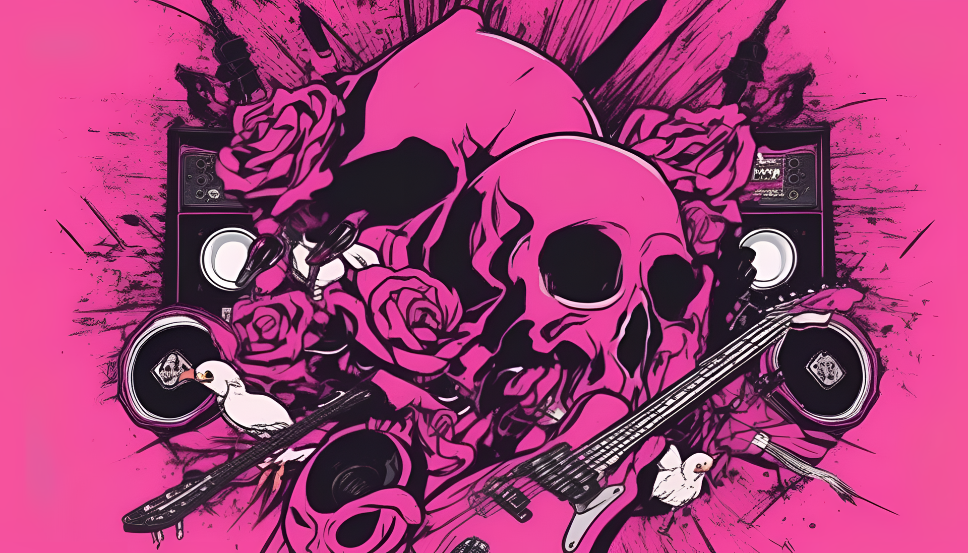 Vibrant pink punkcore wallpaper.