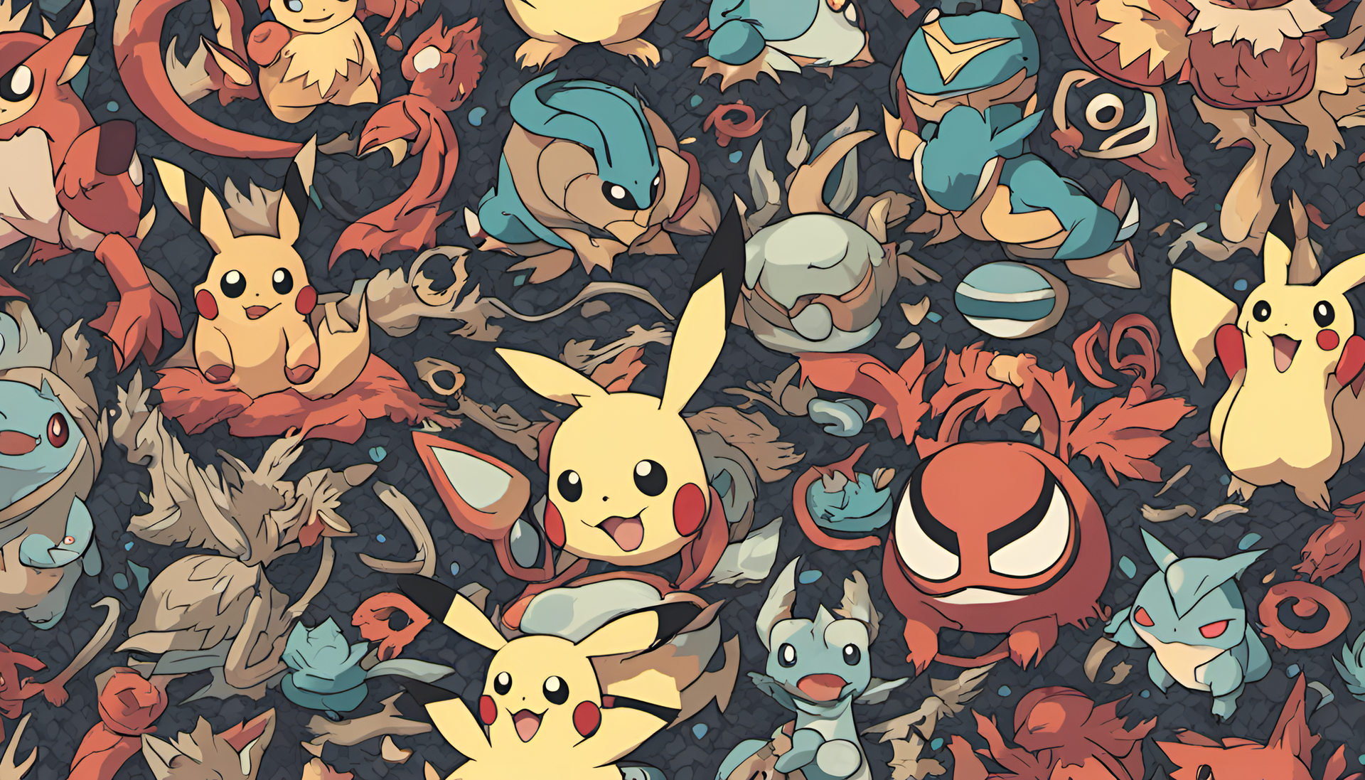 Colorful and intricate Pokemon wallpaper.