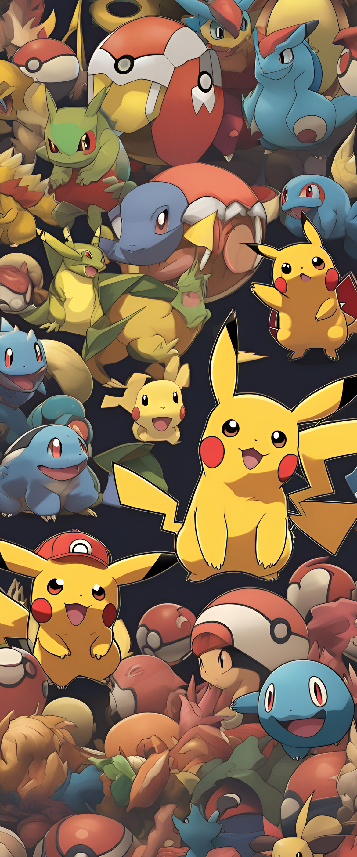 Colorful Pokemon wallpaper with studio lighting.