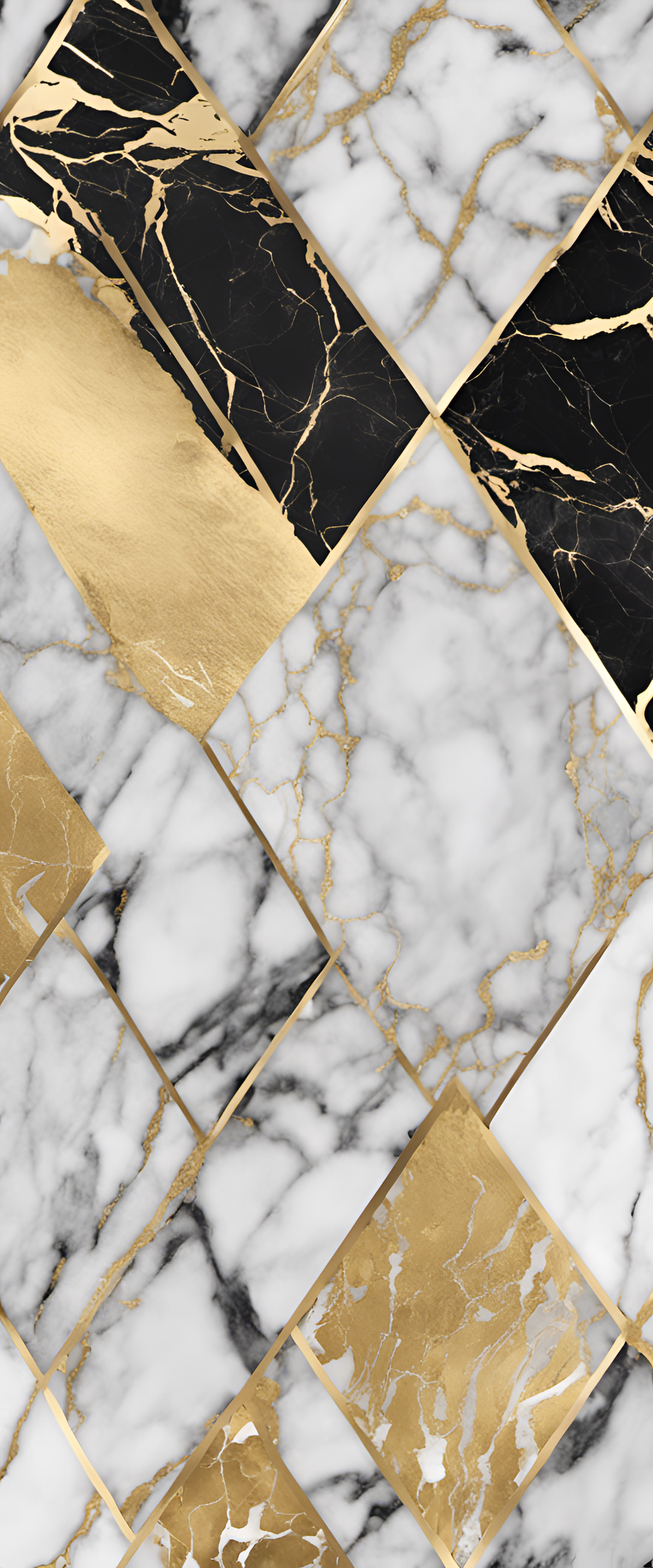 Preppy wallpaper with a marble and gold color scheme.