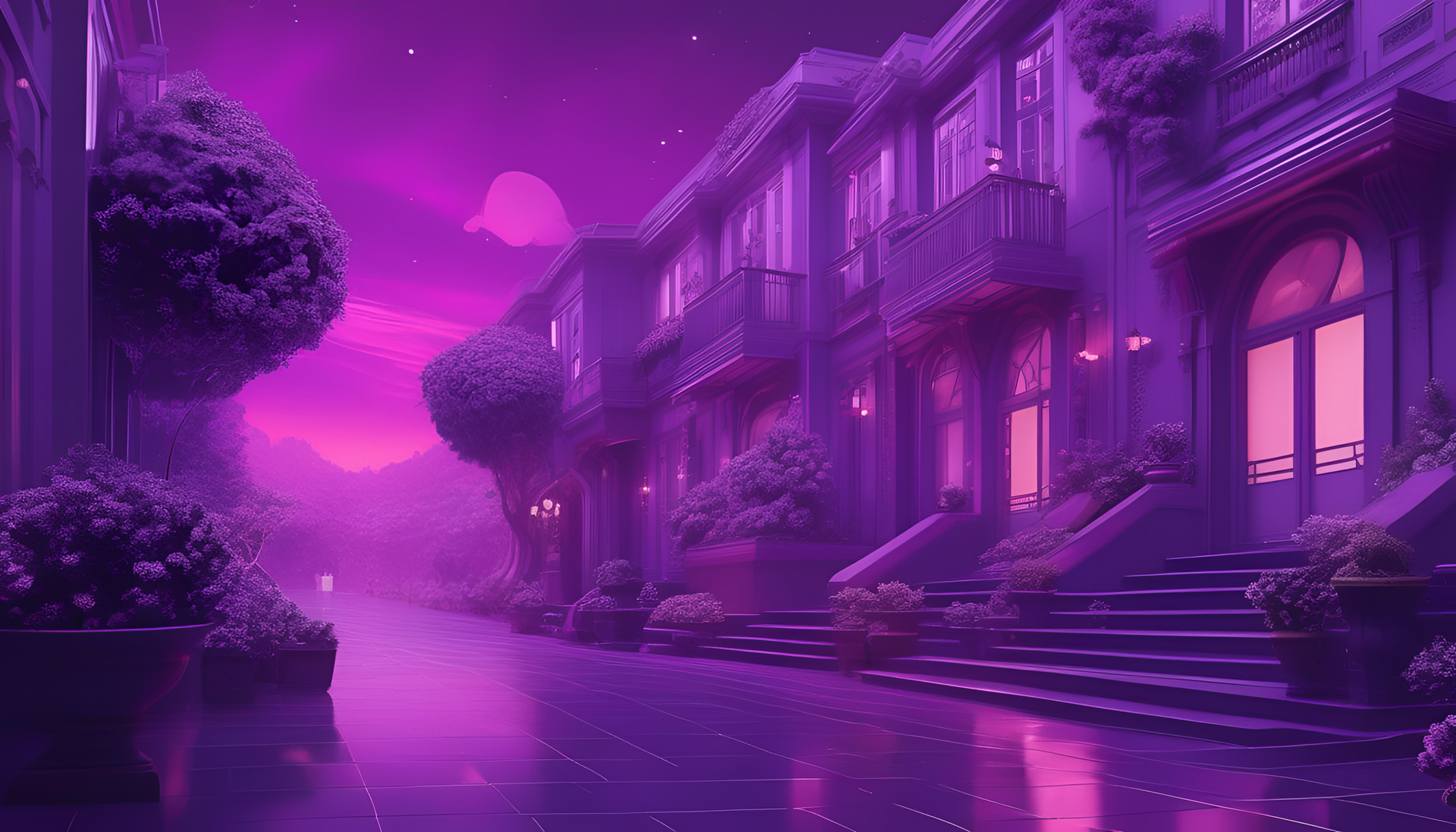 Vibrant purple aesthetic desktop wallpaper.