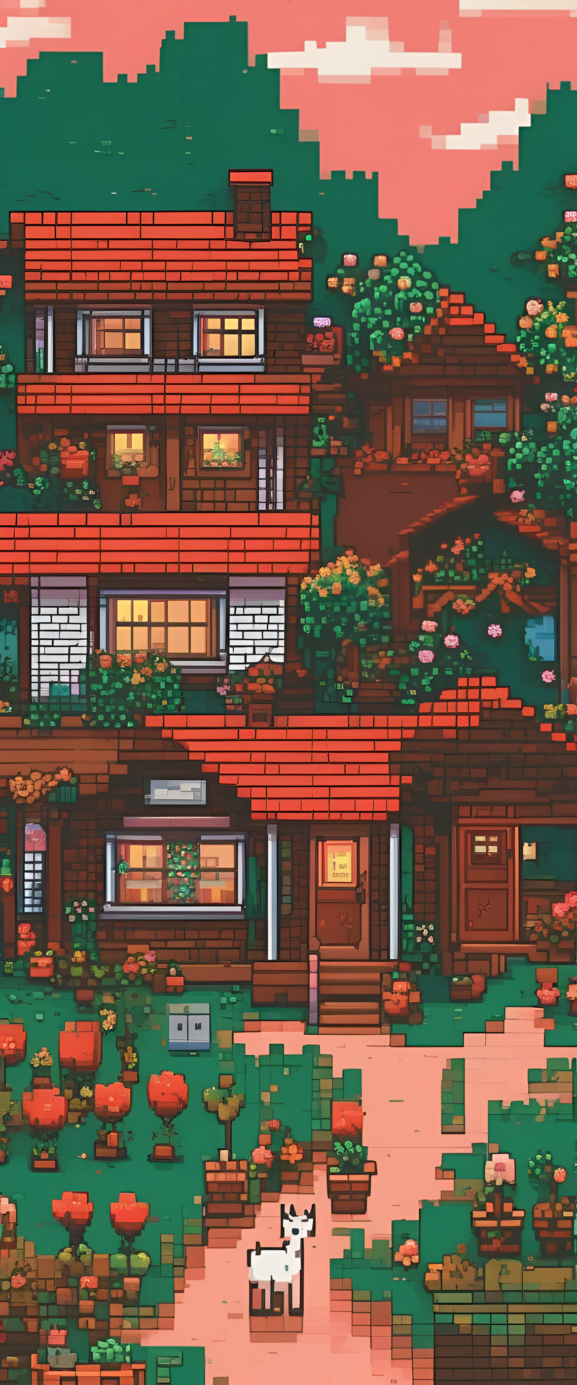 Red 8-bit art wallpaper with a nostalgic aesthetic.