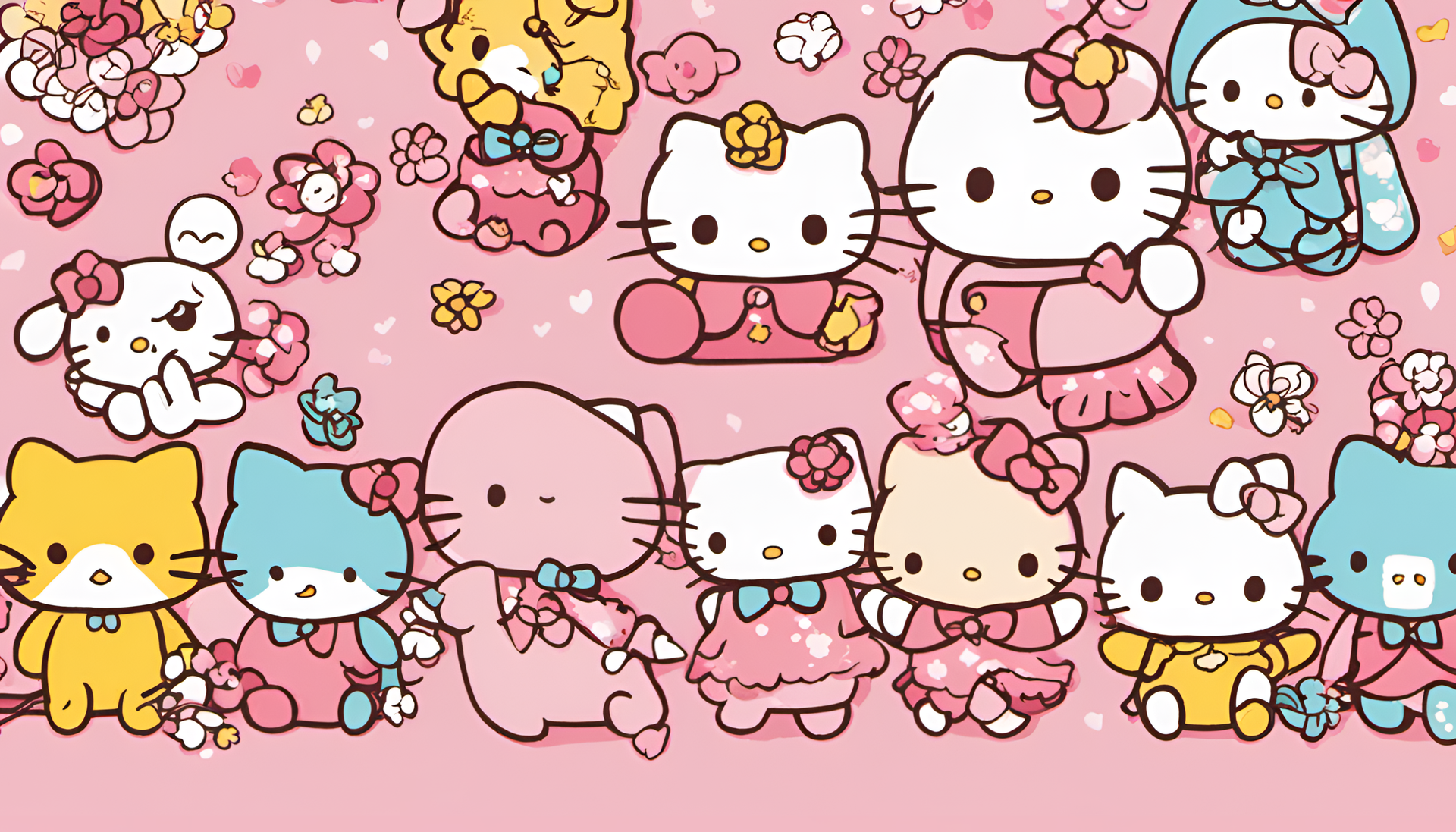 A vibrant Sanrio themed desktop wallpaper.