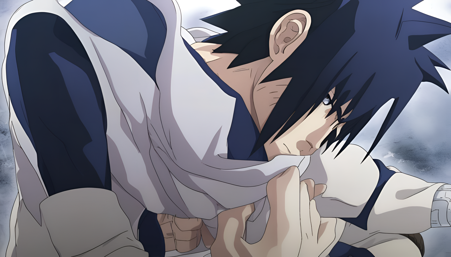 Sasuke Uchiha, a powerful ninja from a movie, in a striking desktop wallpaper.