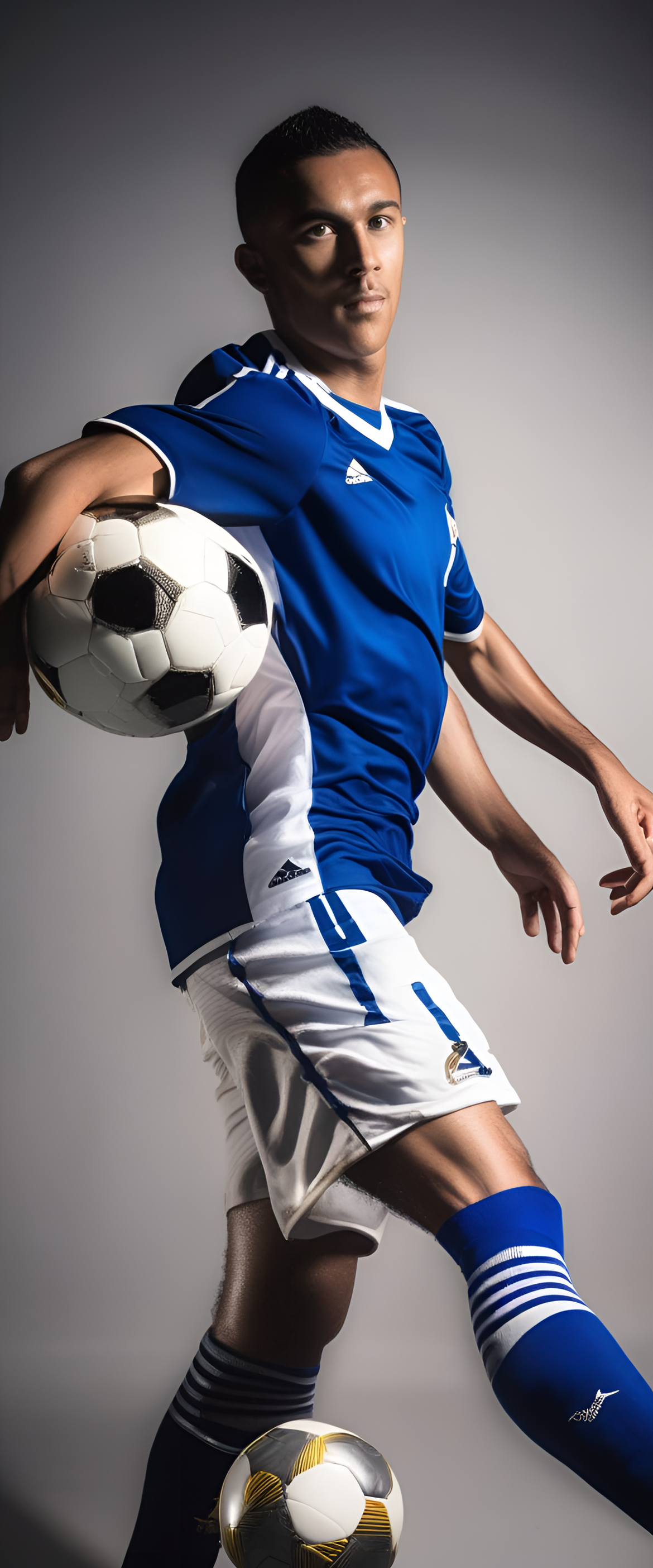 Soccer ball in vibrant studio lighting