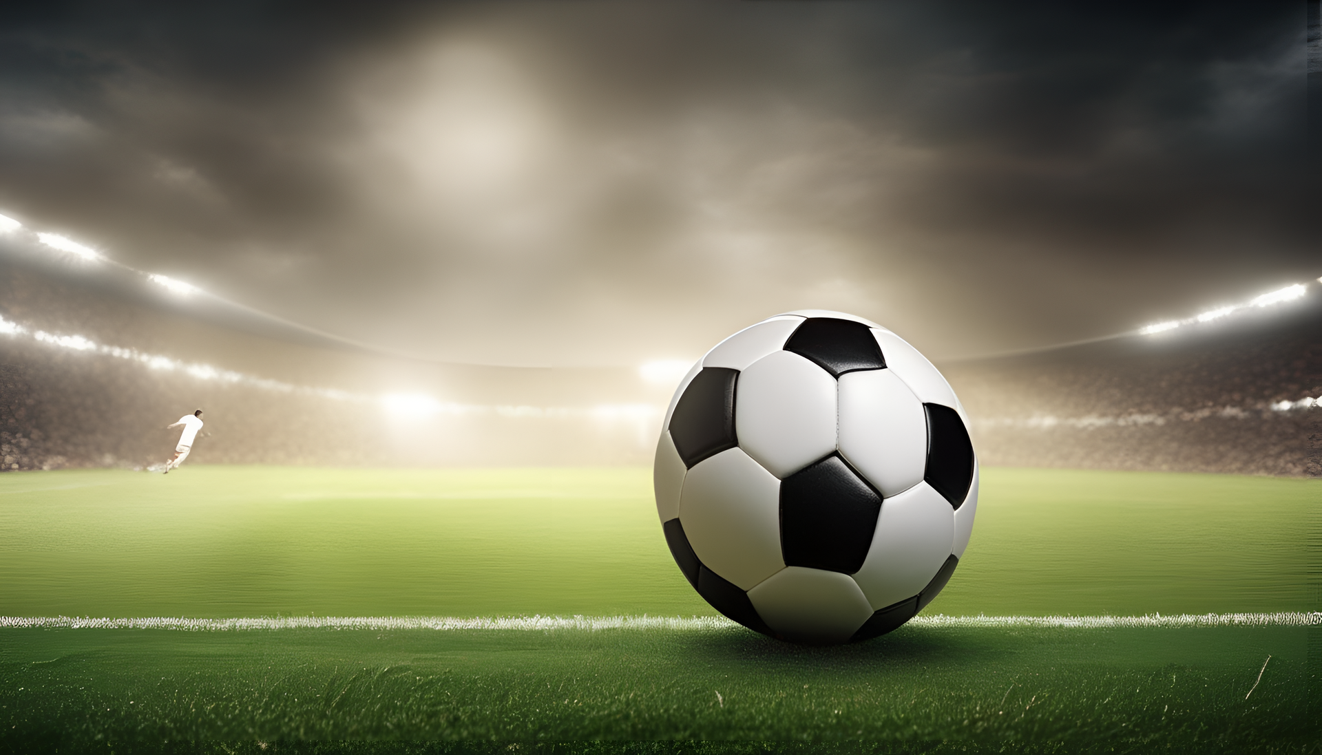 Vibrant soccer wallpaper with dynamic ball movement in a stadium setting.