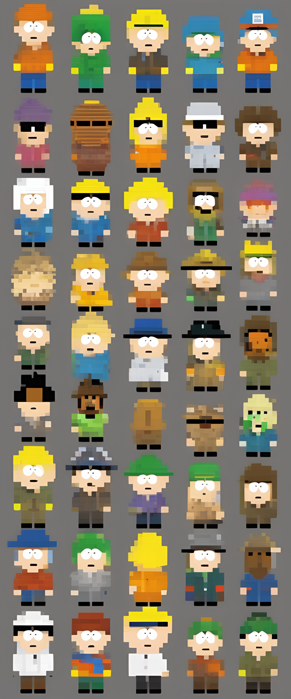 South Park characters in ASCII art.