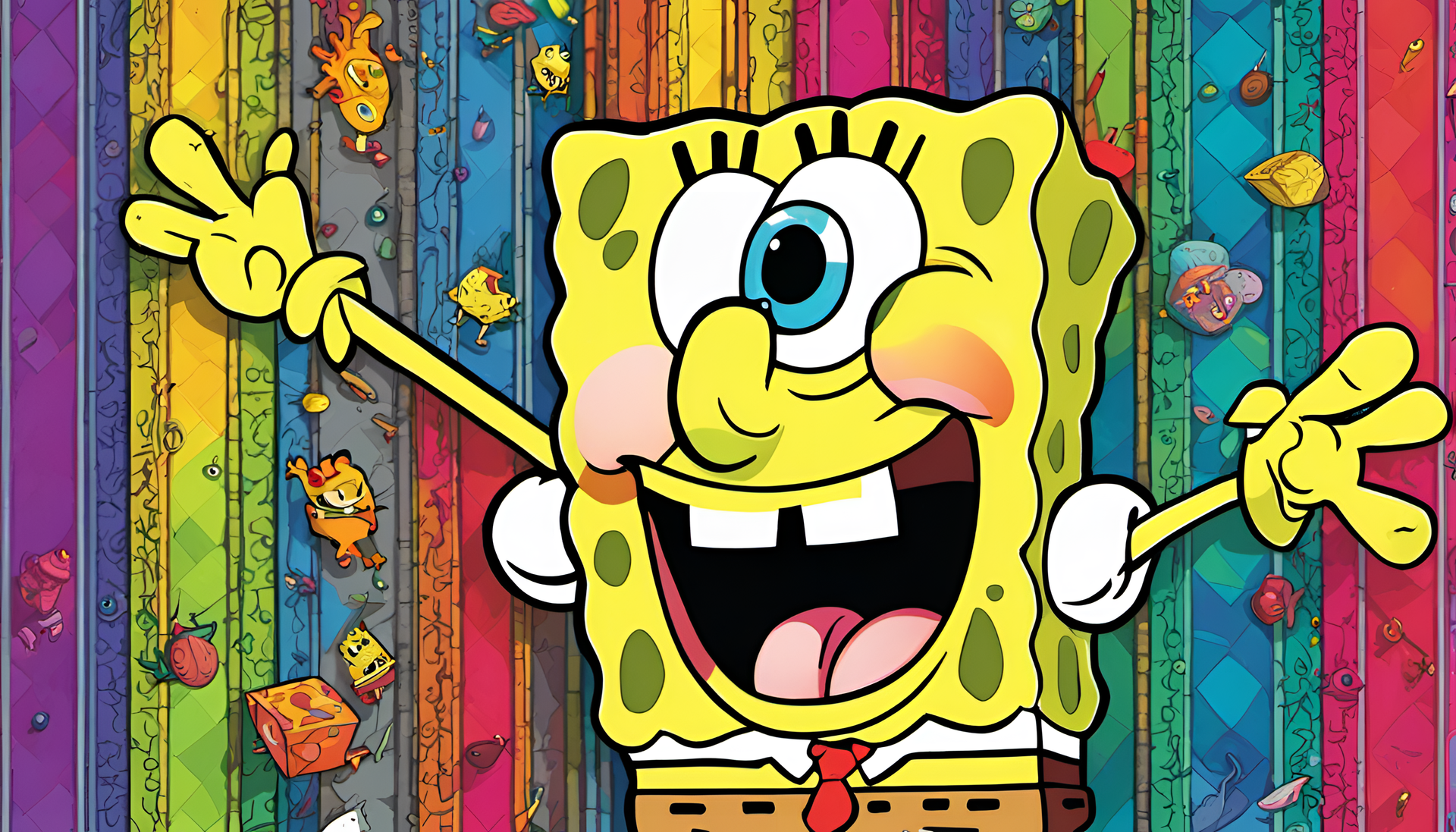 Vibrantly colored Spongebob wallpaper with intricate details.