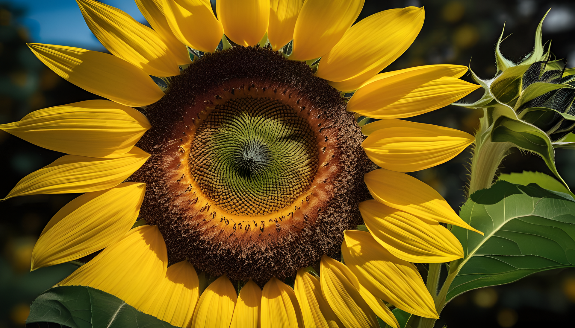 Vibrant yellow sunflower against a blue sky.