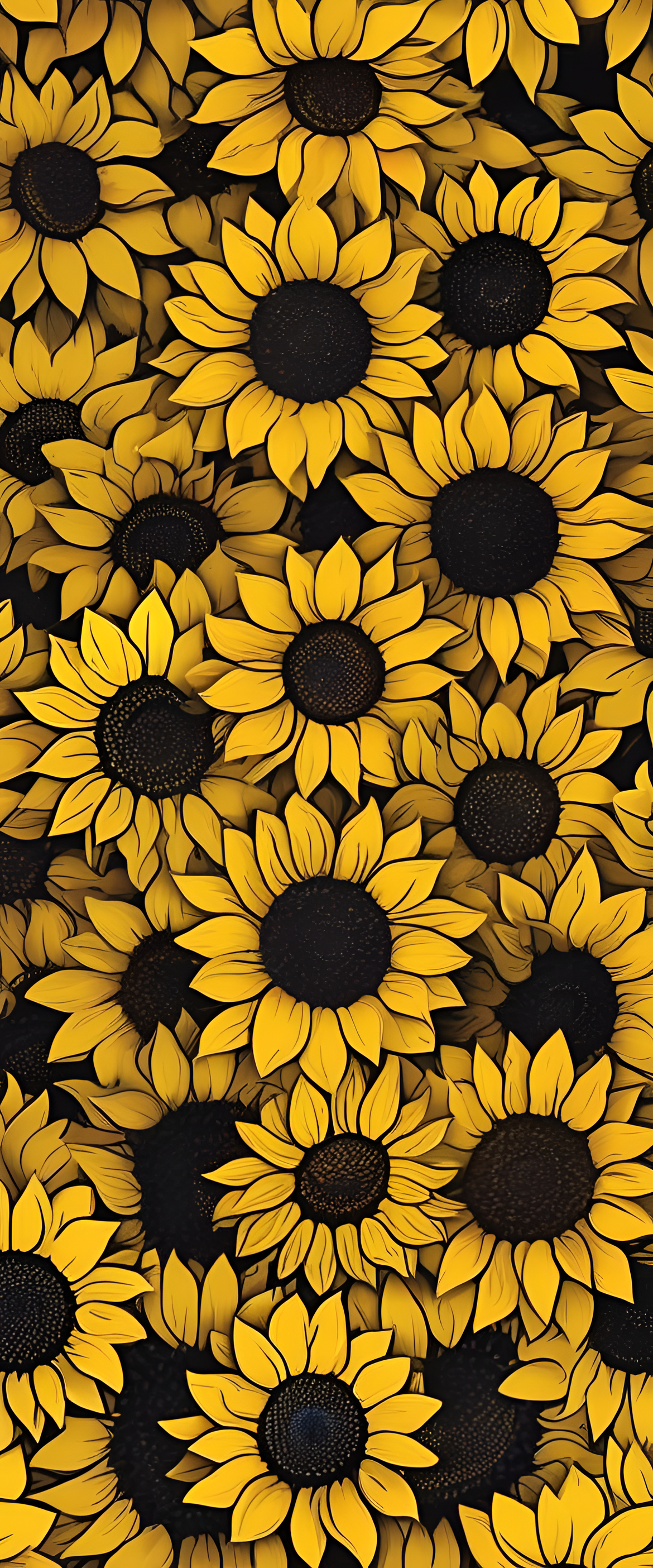 Vibrant sunflower wallpaper with unique design.