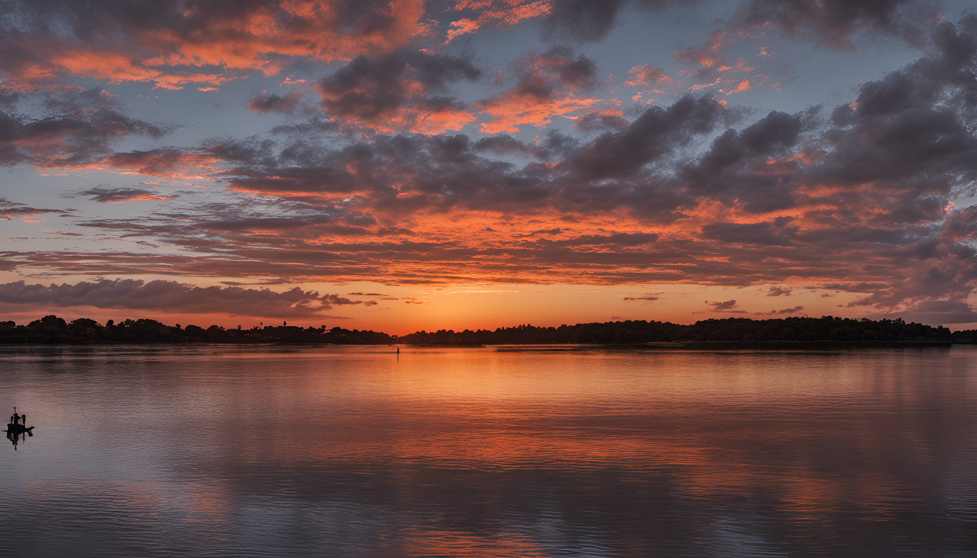 Vibrant sunset over landscape