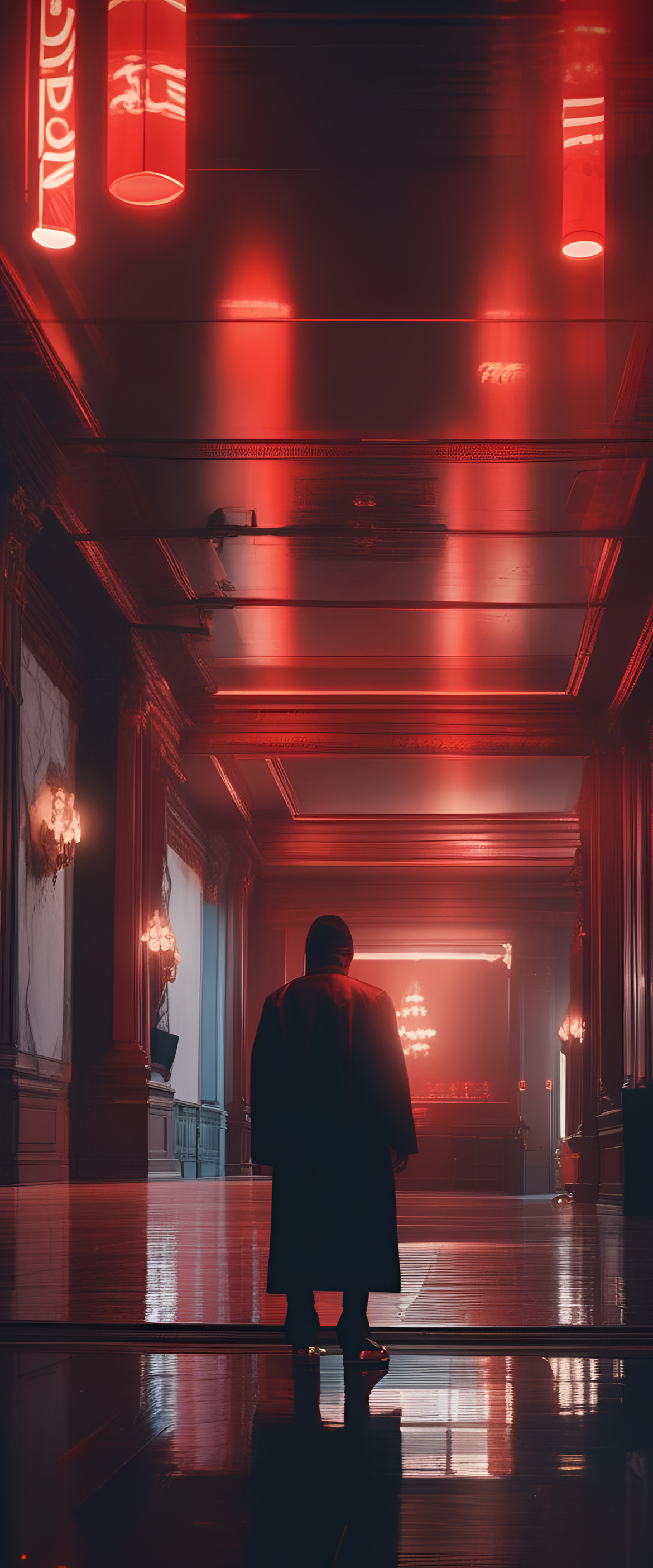 Vibrant and stylish cinematic lighting highlights a Supreme-themed phone wallpaper.