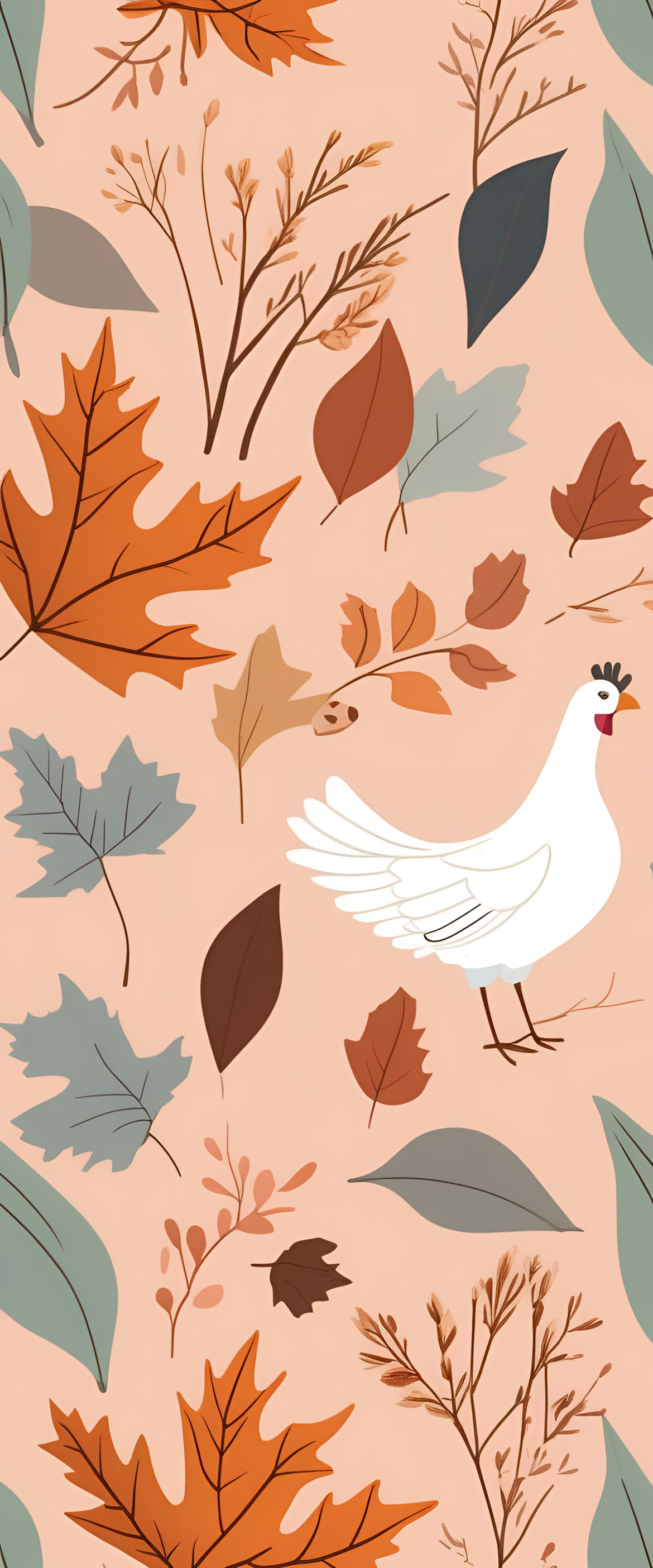 Pastel Thanksgiving wallpaper with autumn leaves