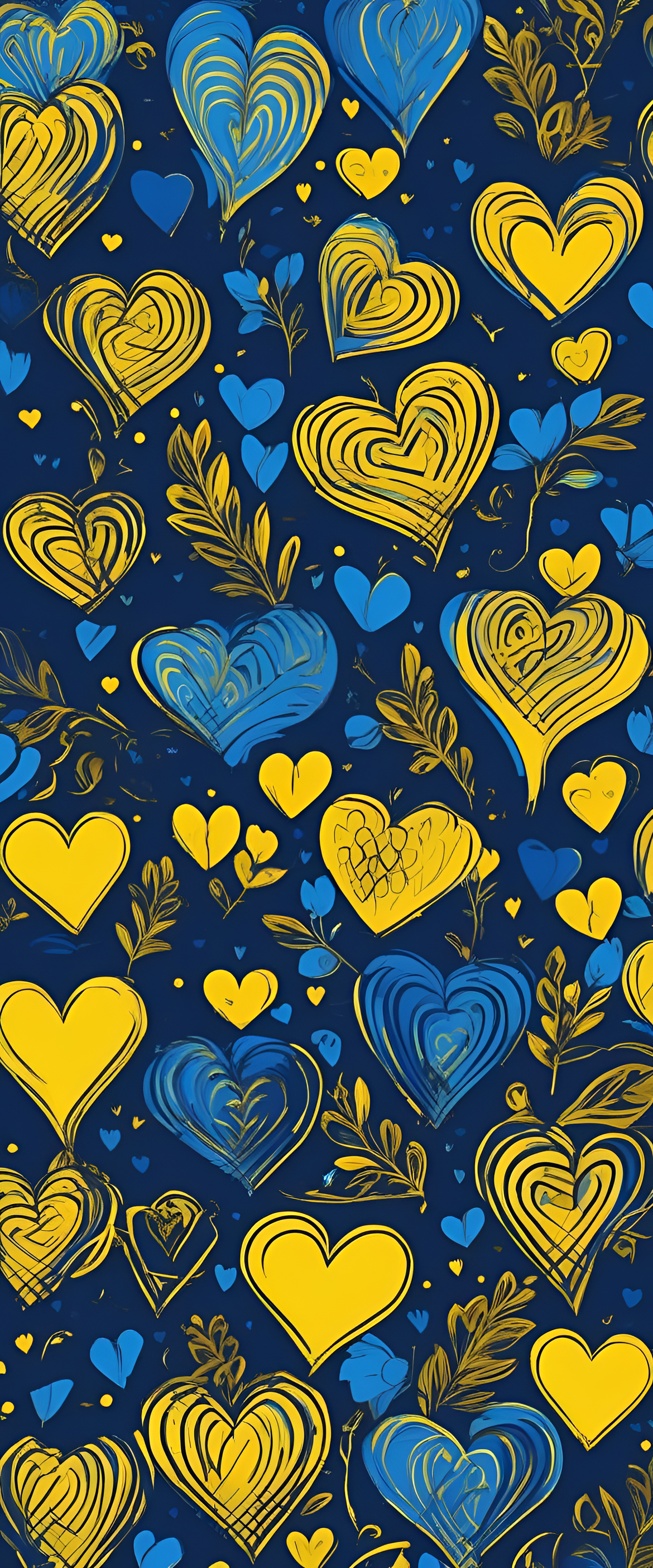 Vibrant blue and yellow Valentine's Day wallpaper