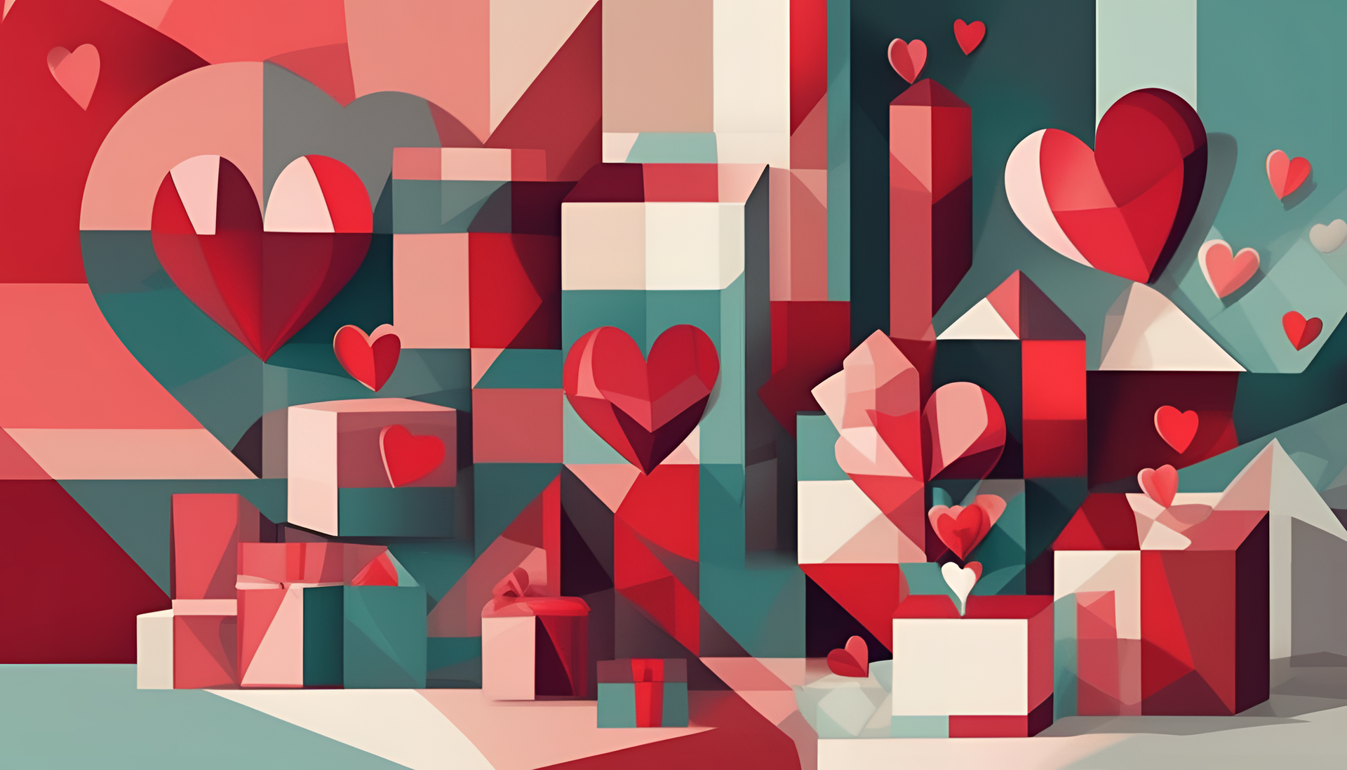 Cubist Valentine's Day wallpaper