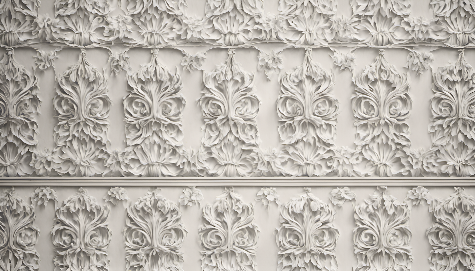 Intricate retro white wallpaper pattern.