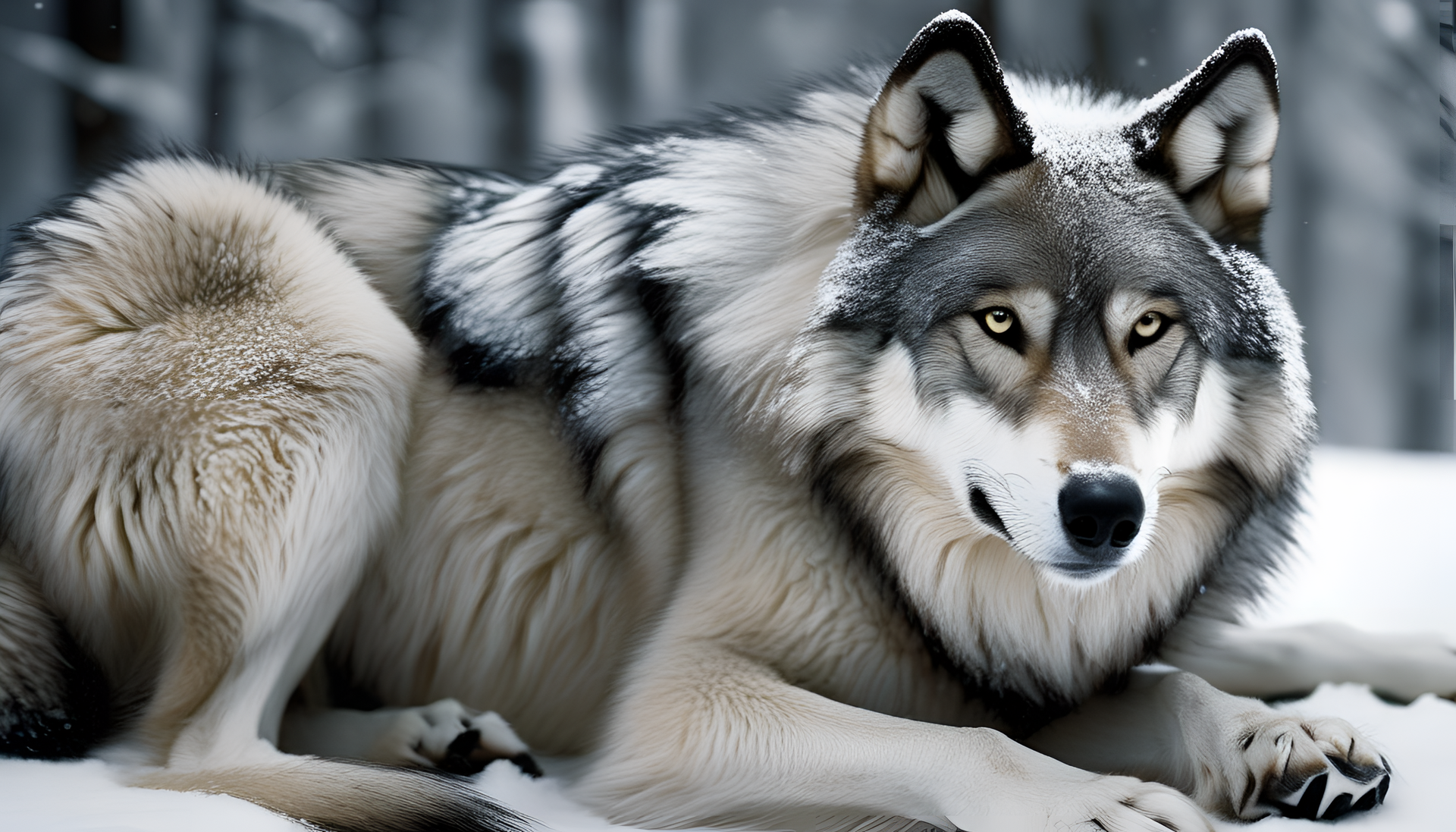 Fashion-inspired wolf in HD desktop wallpaper.