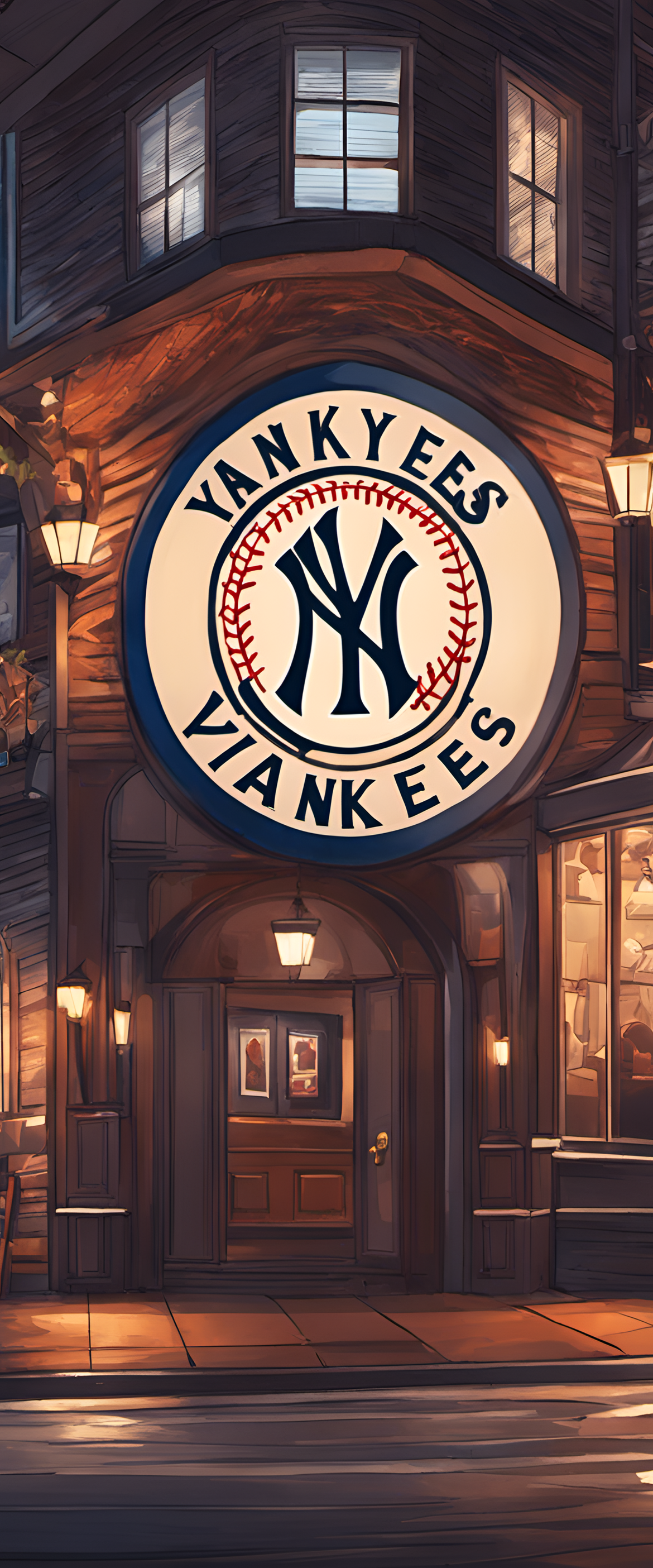 Yankees logo on cozy evening wallpaper.