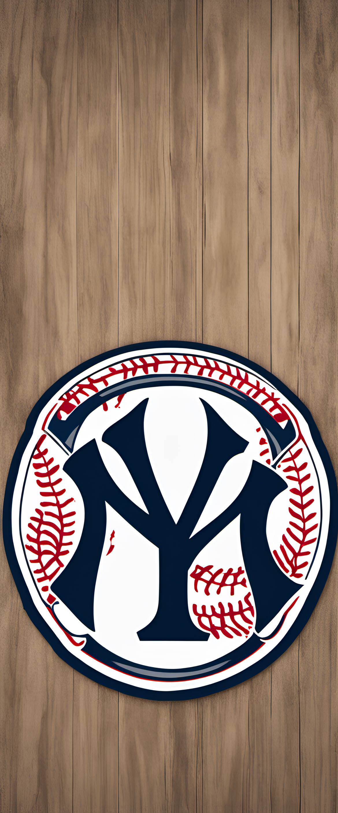 Yankees logo with interlocking letters NY in blue and white on a dark background.