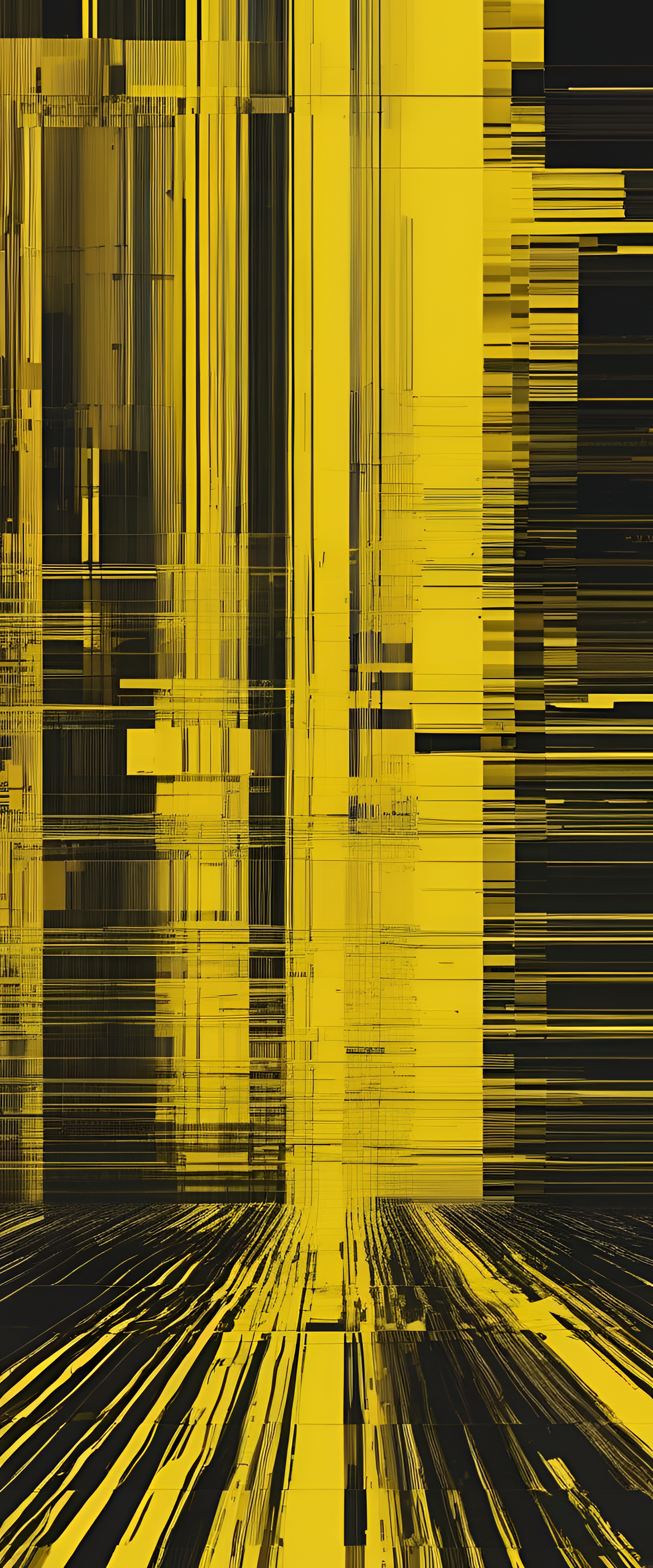 Vibrant glitched yellow digital artwork.