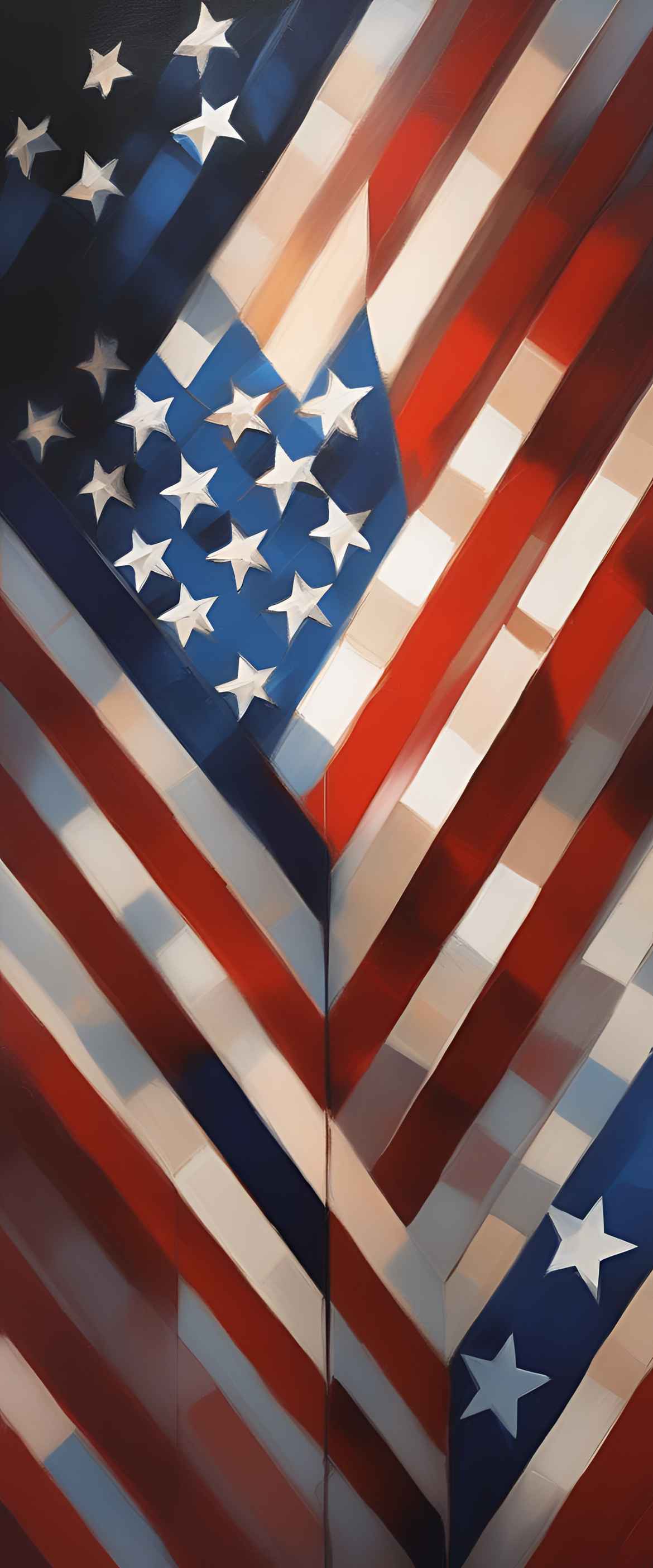 Cubist American flag with studio lighting.