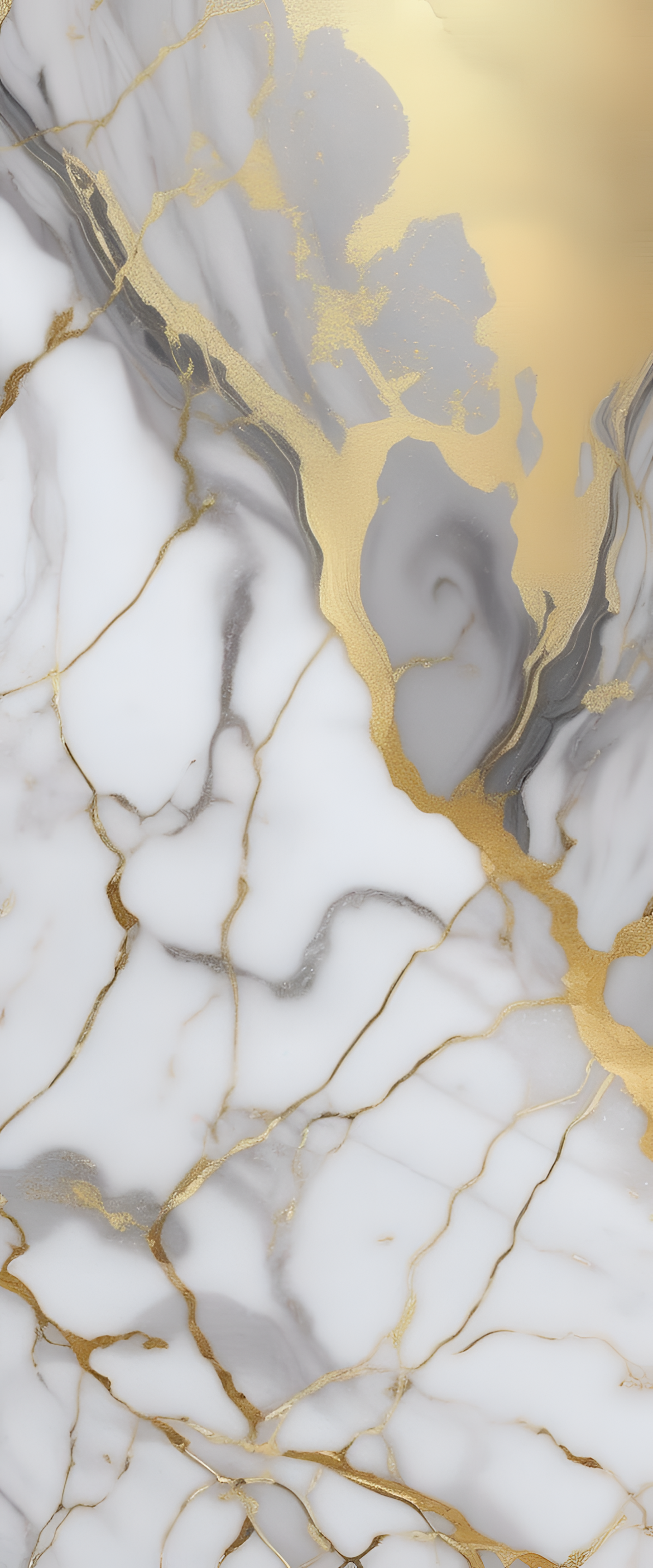 Abstract marble pattern in gold and white tones, resembling an elegant wallpaper.