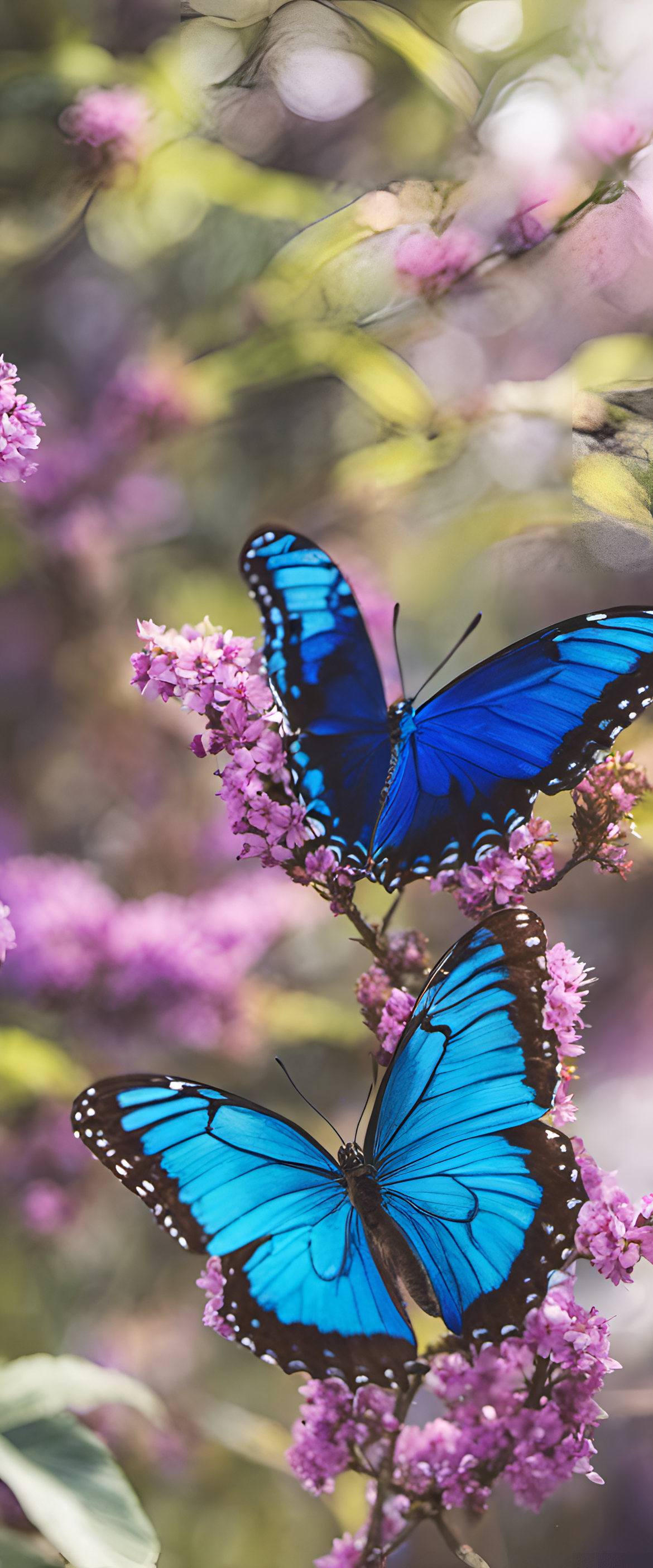 Blue butterfly wallpaper with hues of blue colors.