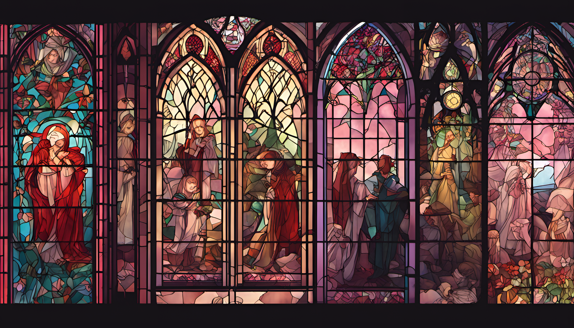 Colorful stained glass design with cute aesthetic