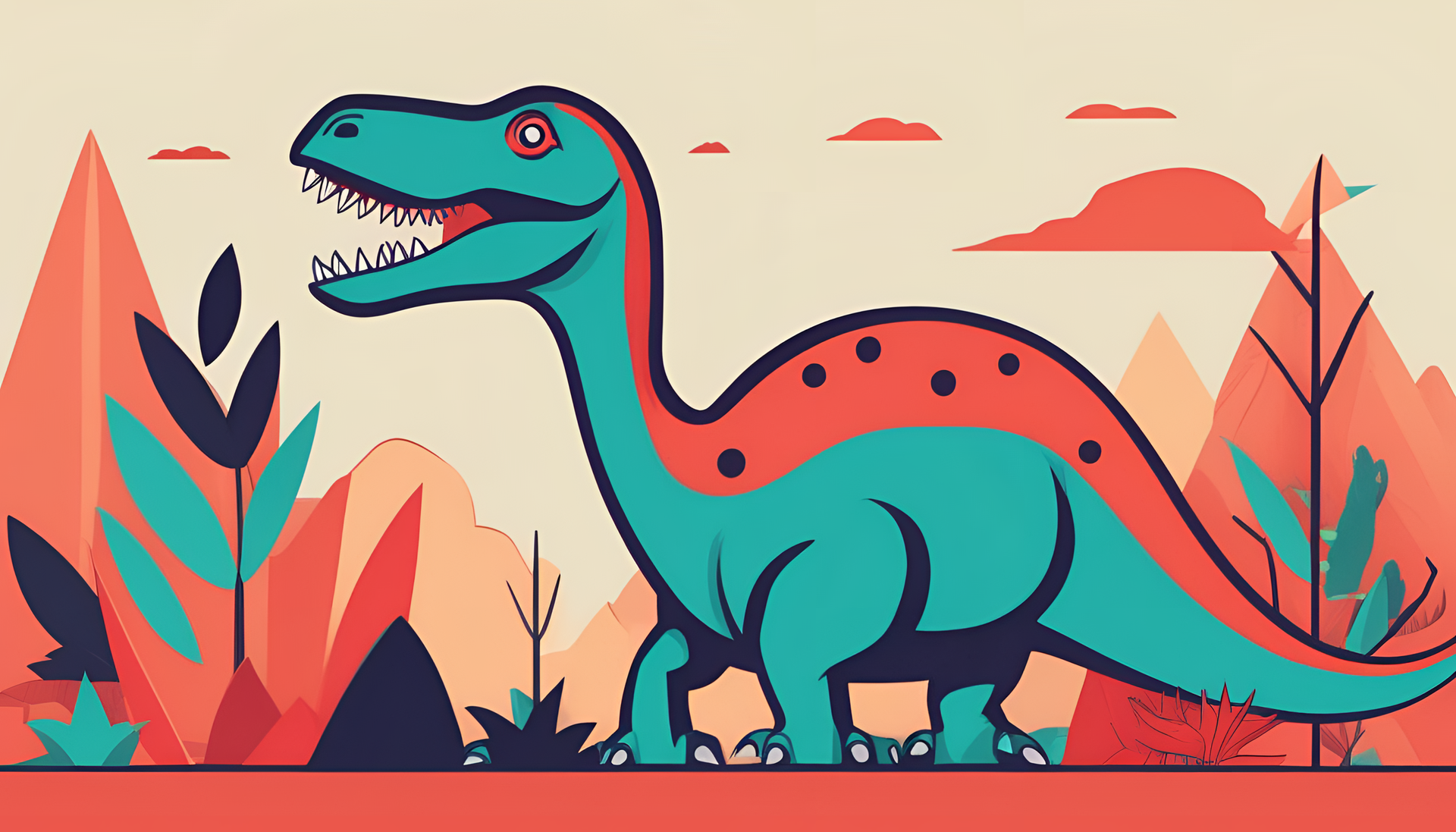 Minimalist dinosaur pop art desktop wallpaper.