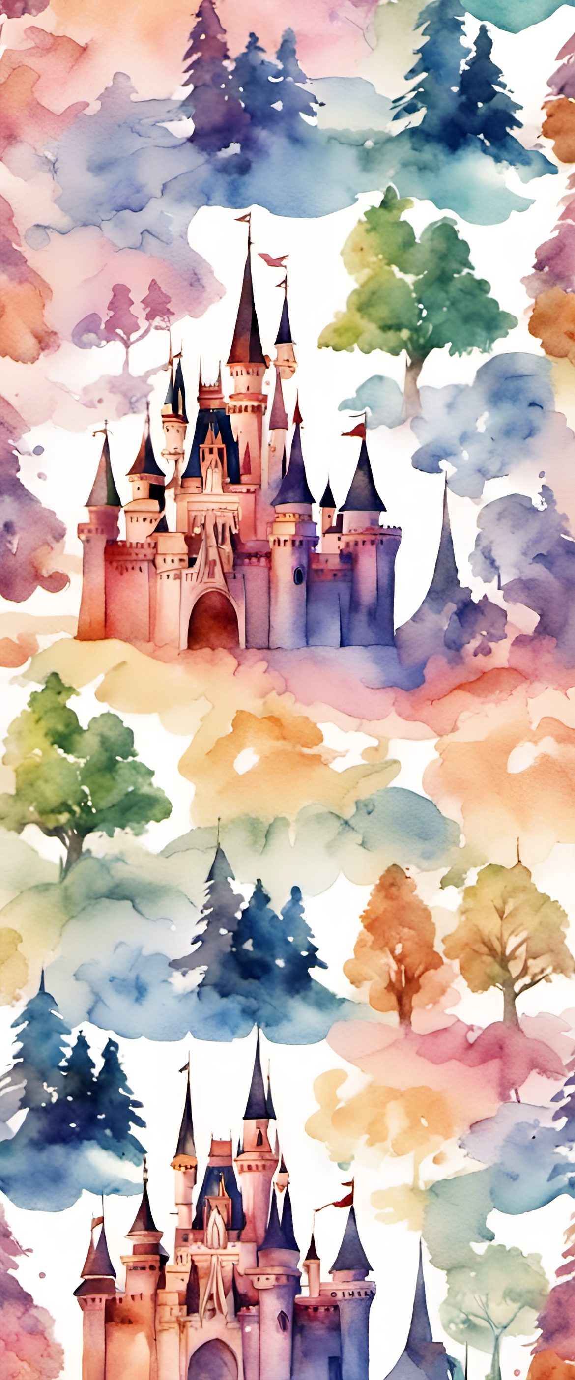 Watercolor Disney character wallpaper with vibrant colors and playful designs.