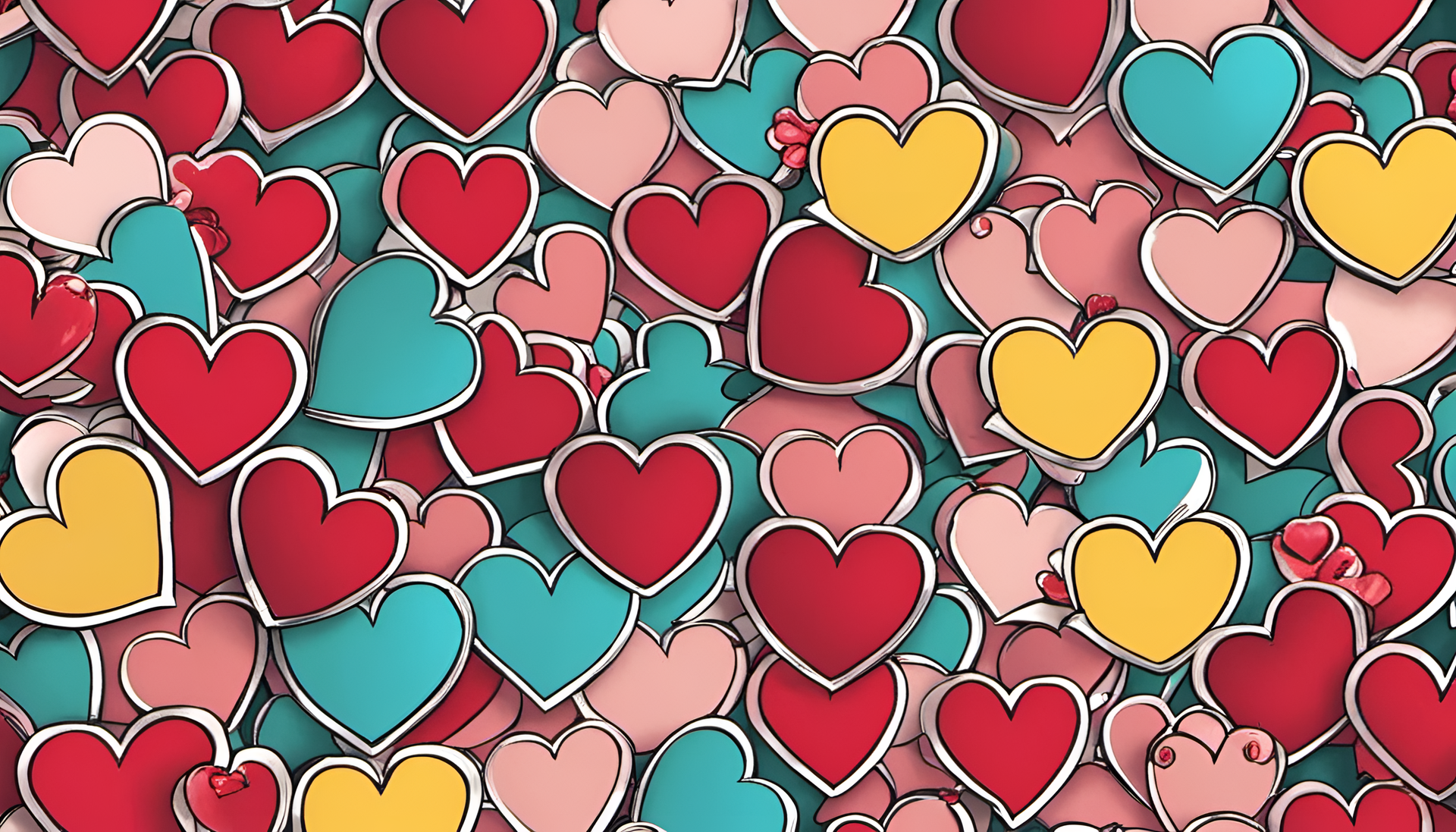 Heart-shaped abstract art in vibrant colors on a black background.