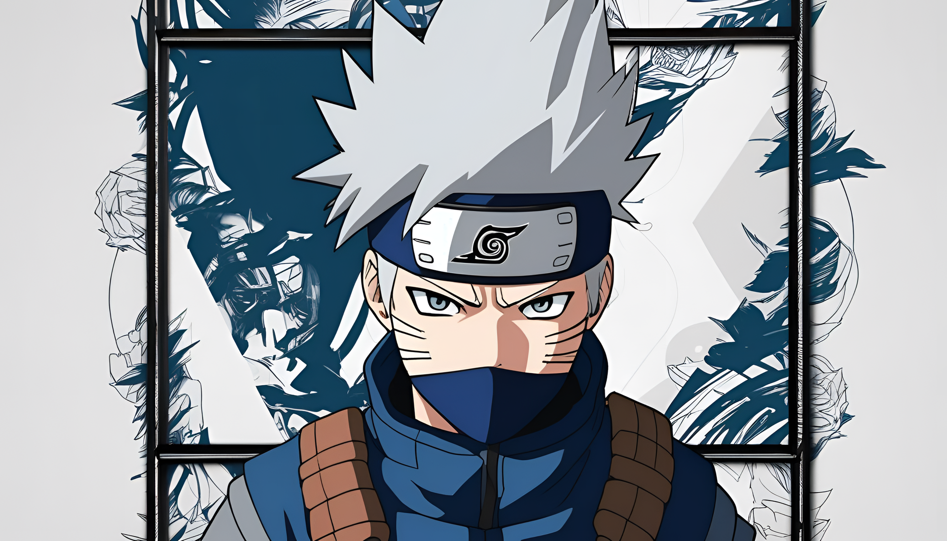 Kakashi Hatake, a popular character from Naruto, depicted in a desktop wallpaper.