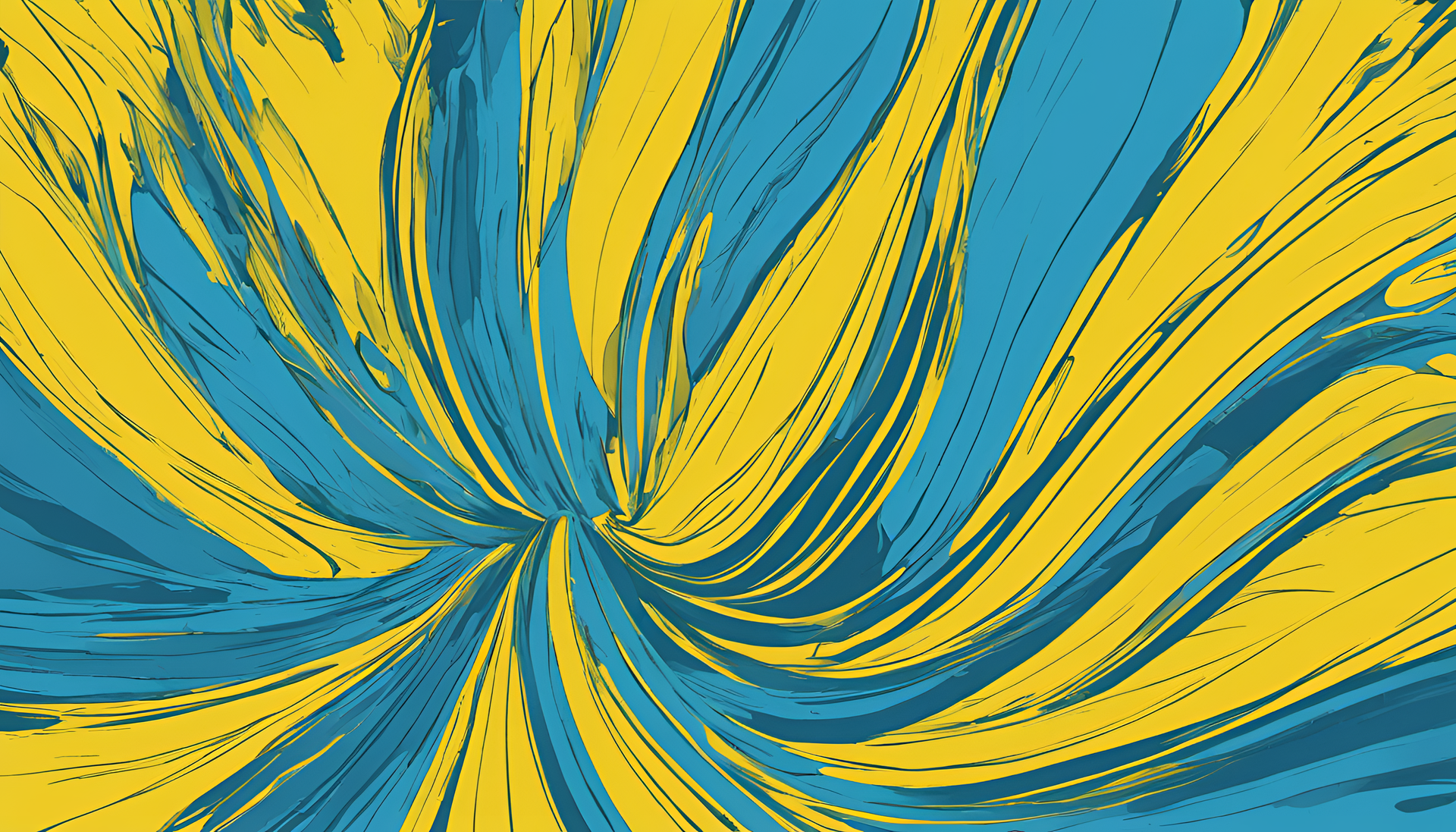 Blue and yellow abstract pattern on light blue background.