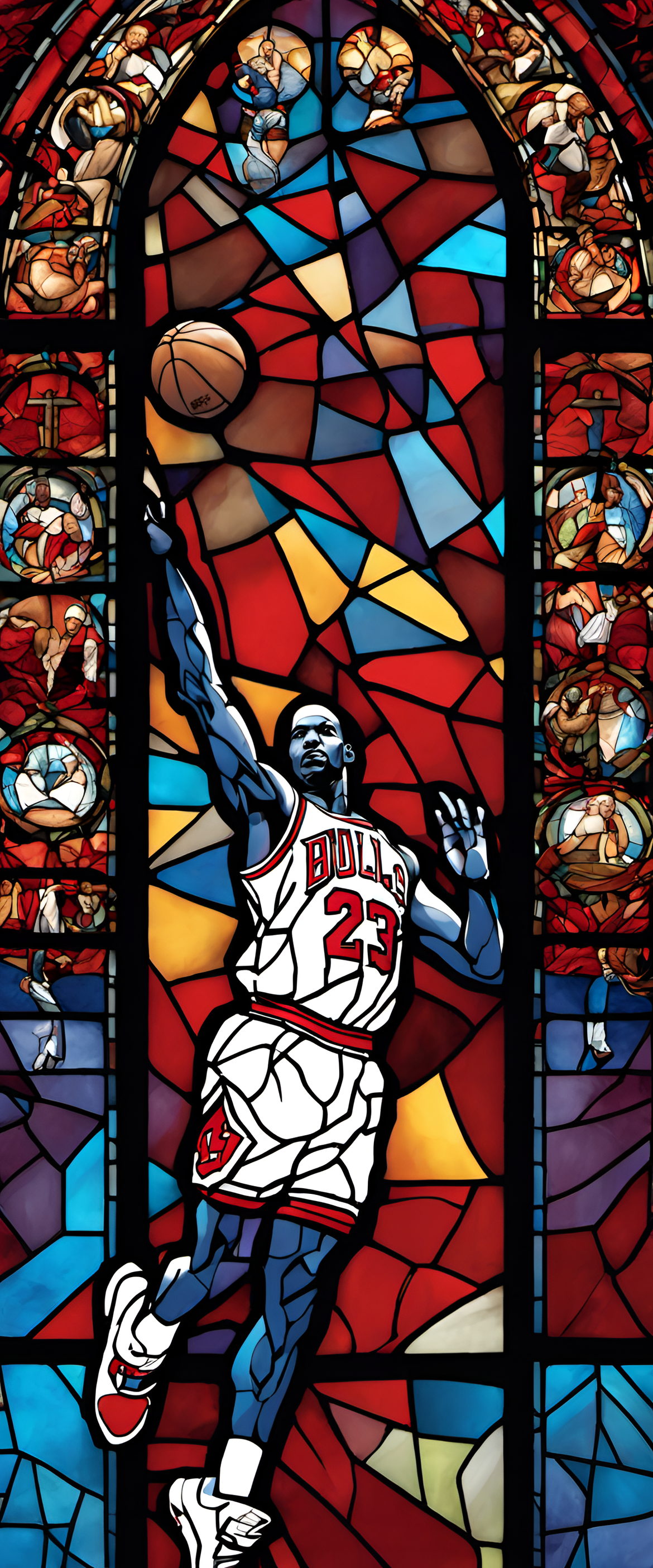 Stained glass tribute to Michael Jordan