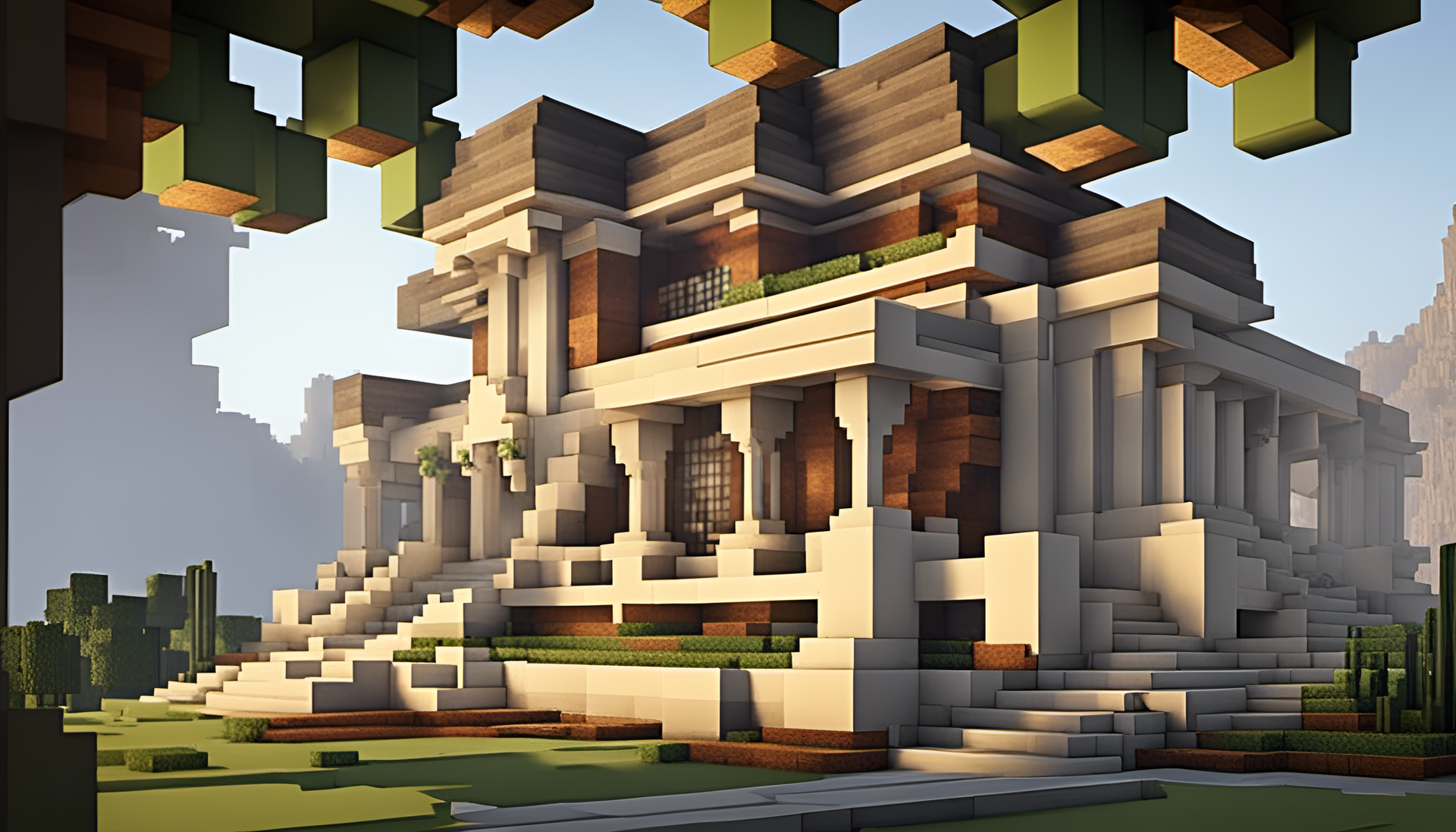 Elegant Minecraft landscape with vibrant colors and intricate details.