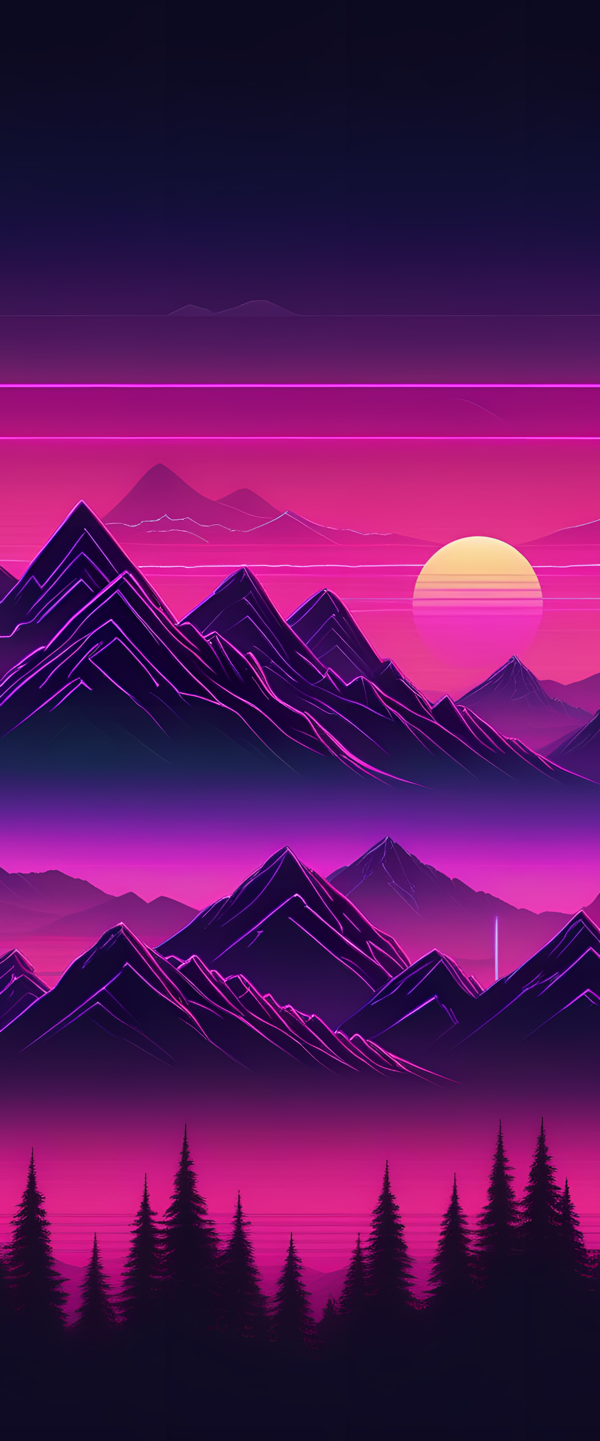 Retrowave mountain landscape