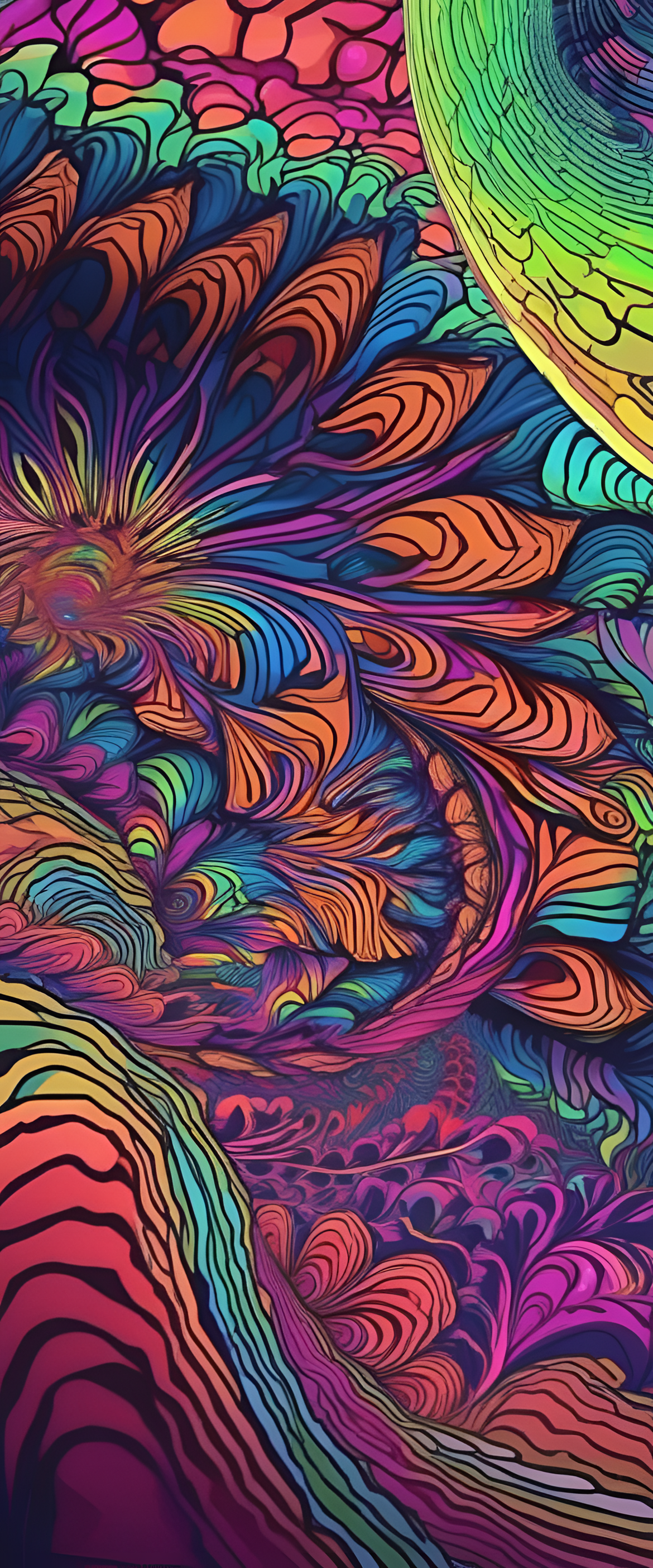 Psychedelic fractal pattern in vibrant colors.