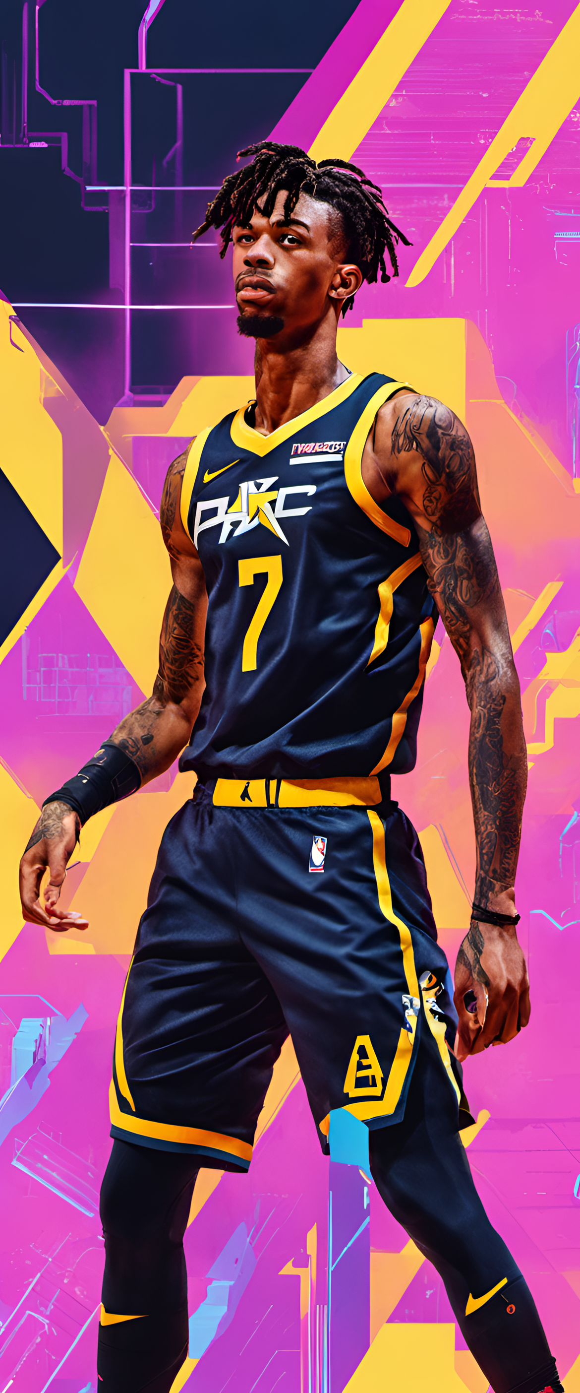 Cyberpunk-style wallpaper featuring Ja Morant.