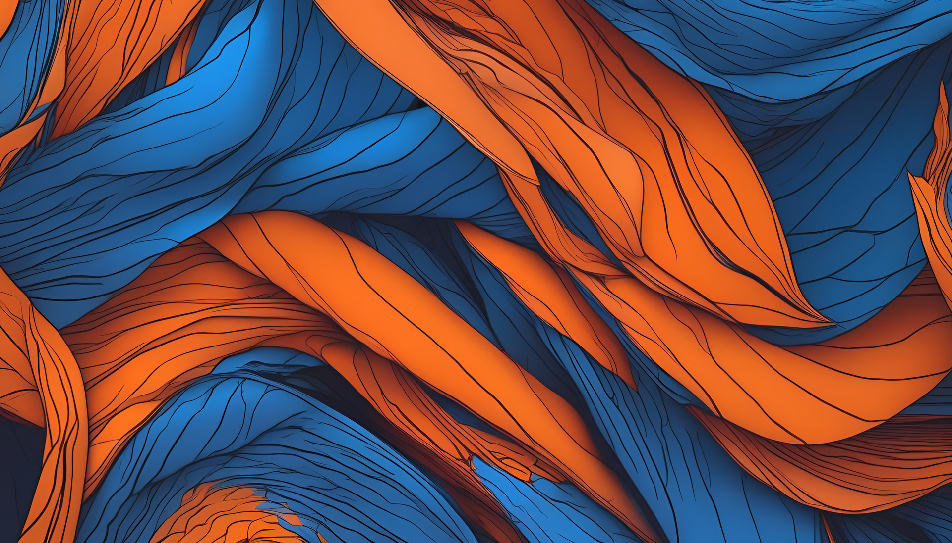 Vibrant blue and orange aesthetic wallpaper with intricate details for iPhone.