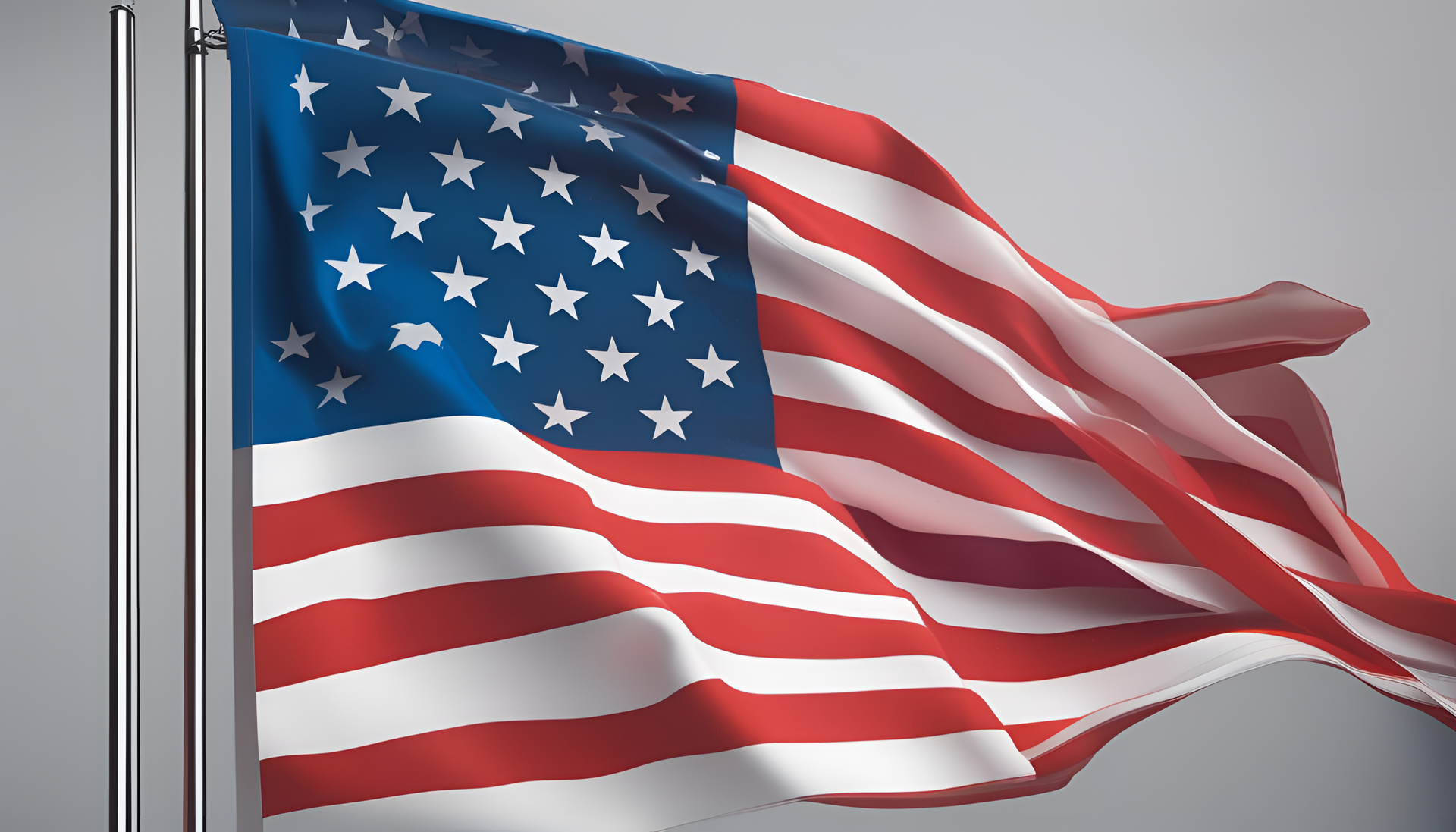 Futuristic design of American flag on HD desktop wallpaper.