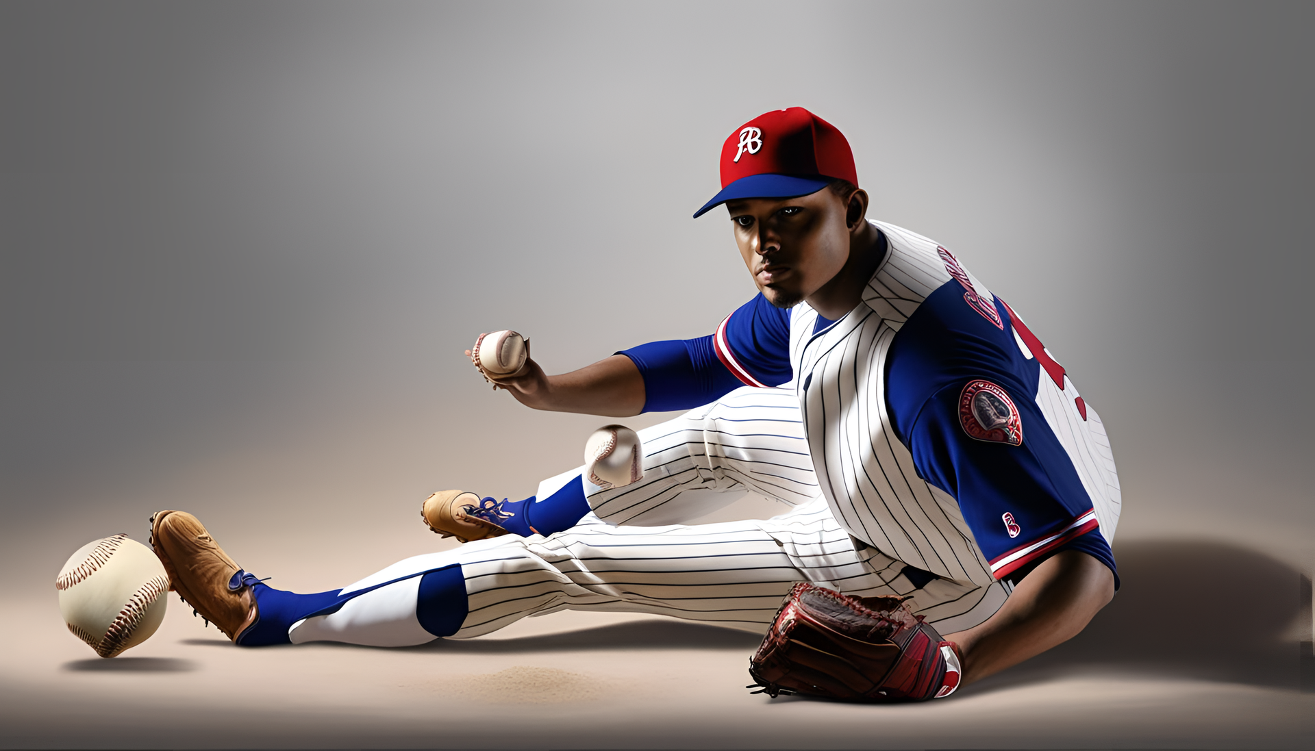 Dynamic baseball artwork with dramatic lighting and vibrant colors on a black background.