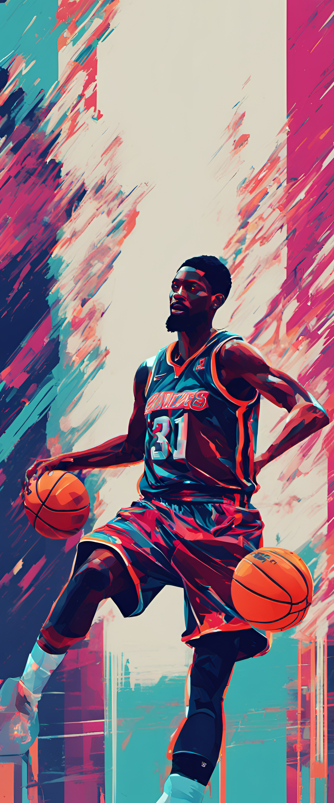 Glitch art basketball wallpaper