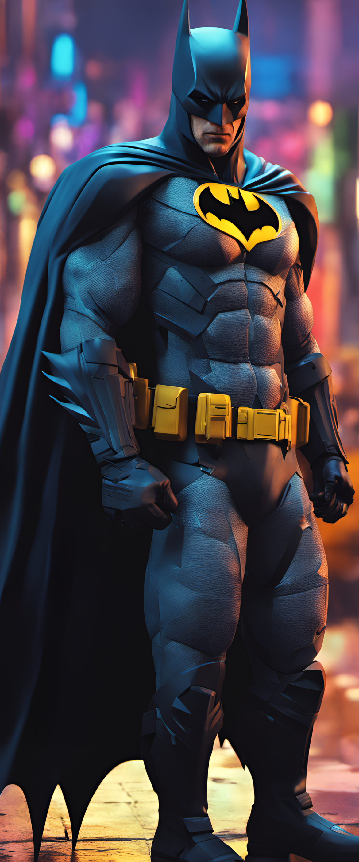 Vibrant and colorful depiction of Batman in an impressionist style.