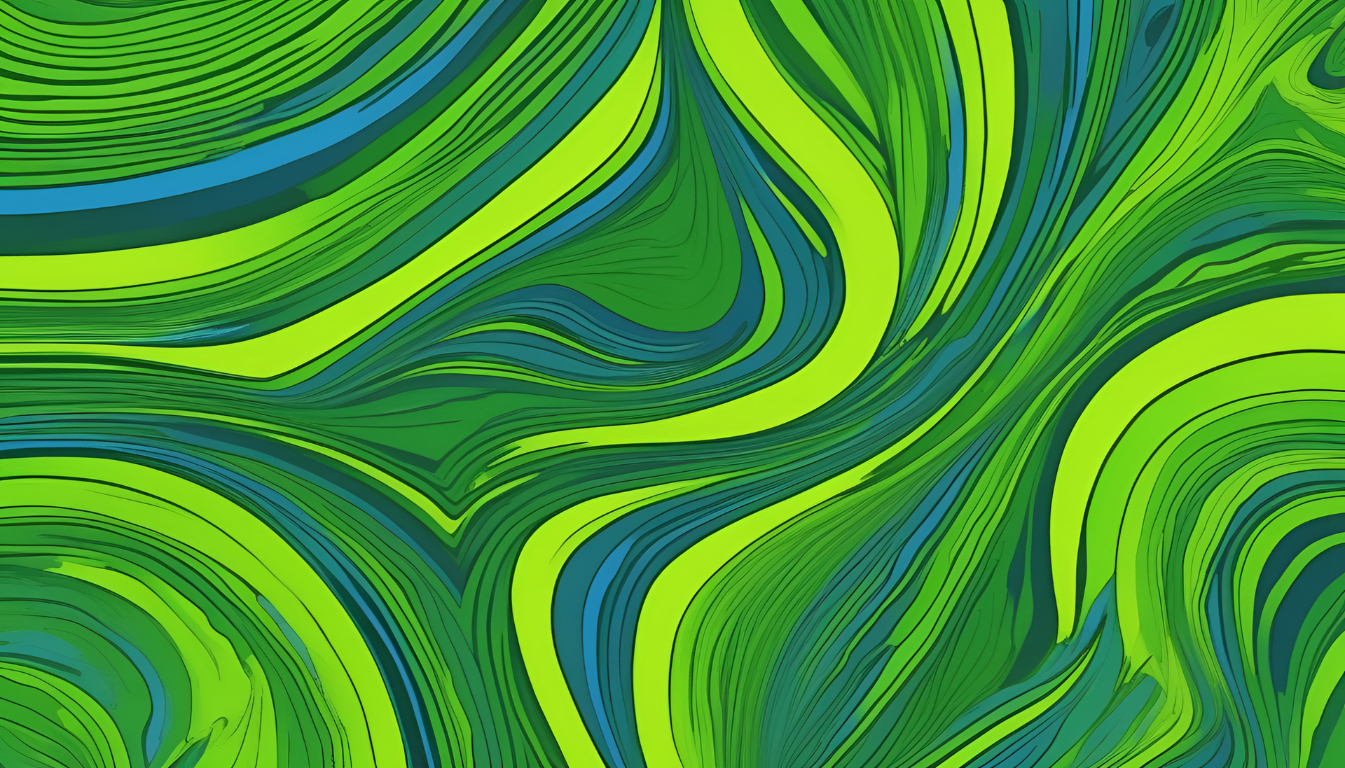 Vibrant acidic shades of green and blue blend in a captivating desktop wallpaper.