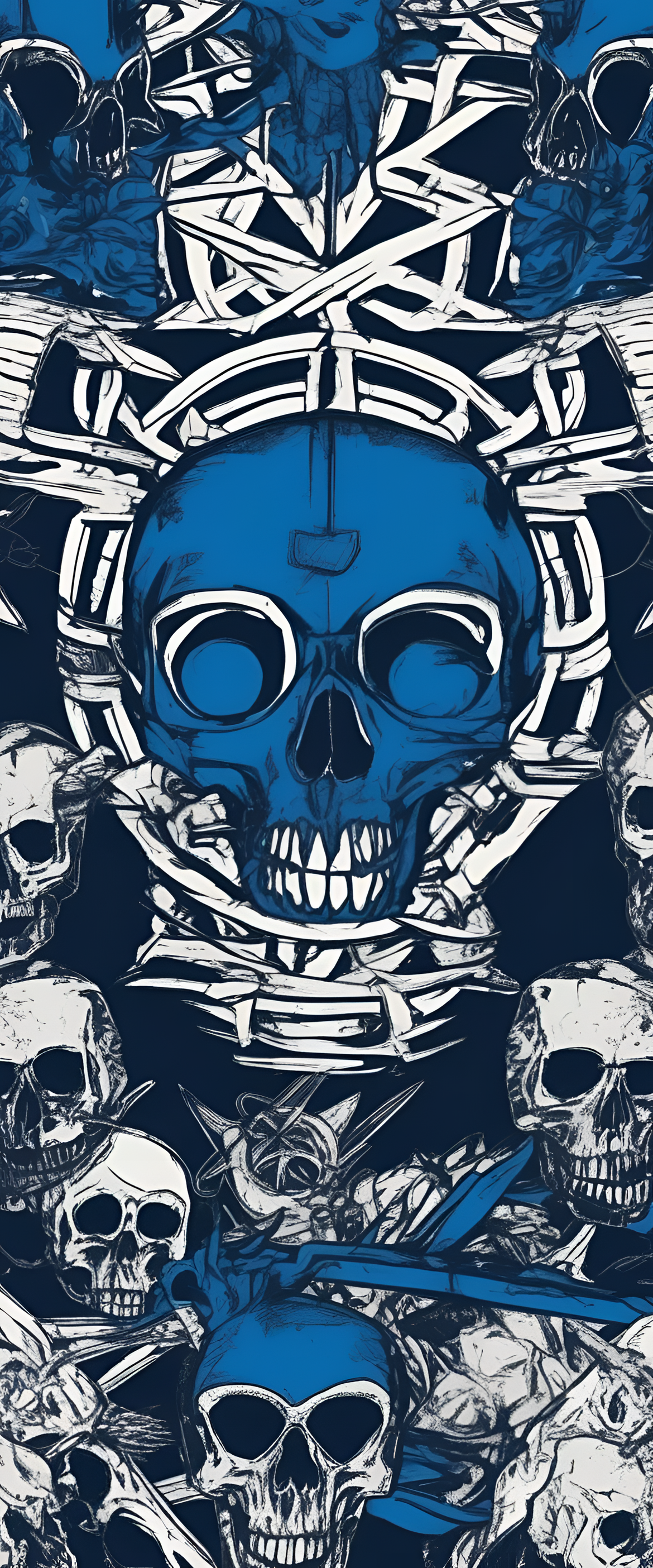 Blue punkcore phone wallpaper with sharp focus